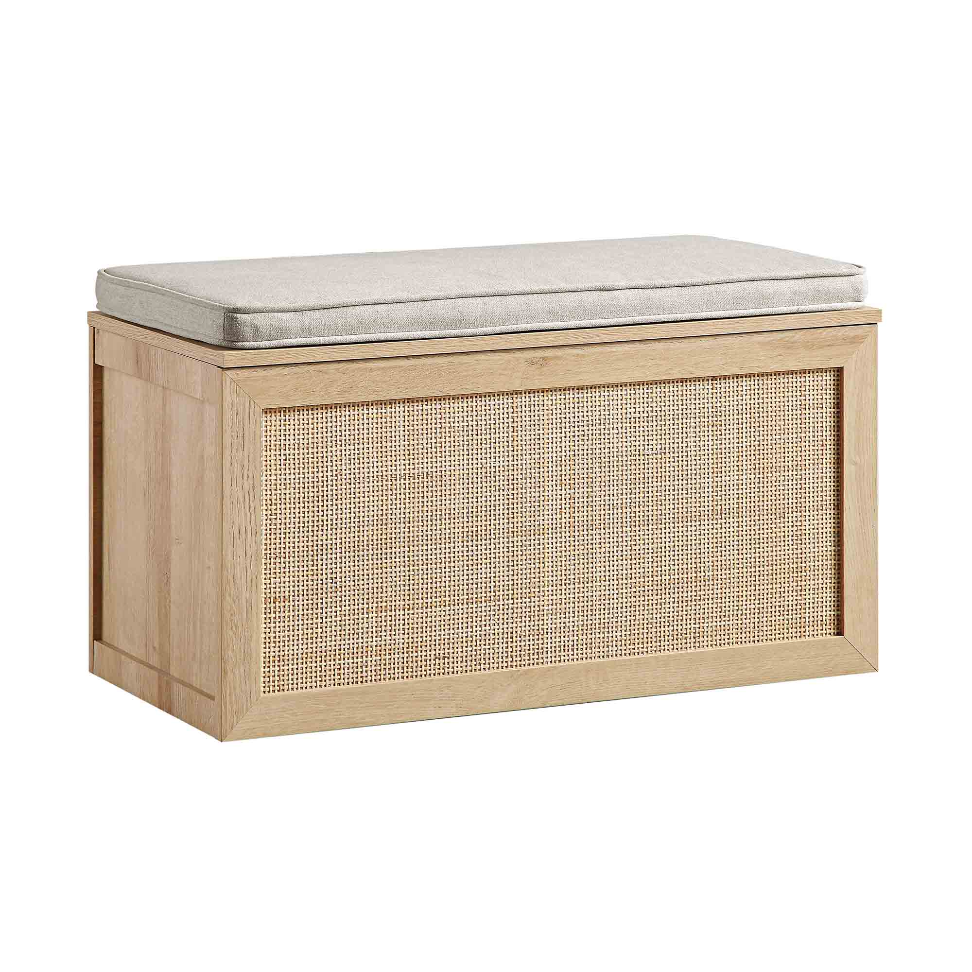Frances Woven Rattan Double Storage Stool with Cushion, Natural - Image 5