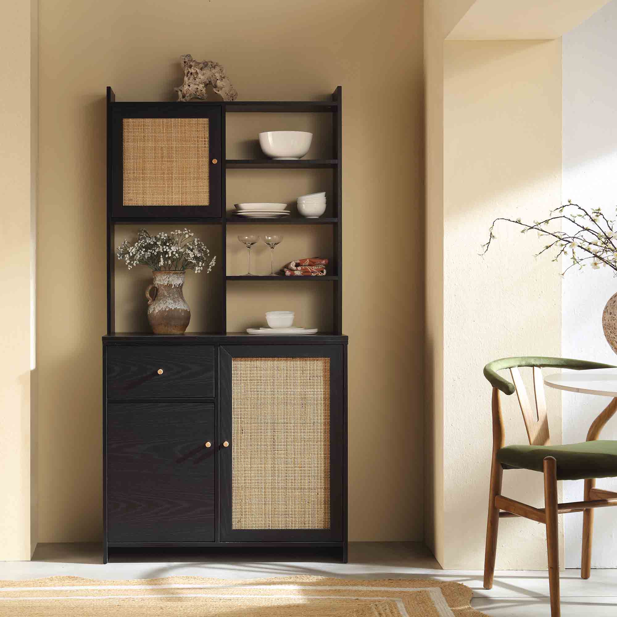 Frances Woven Rattan Dresser, Black - Image 2