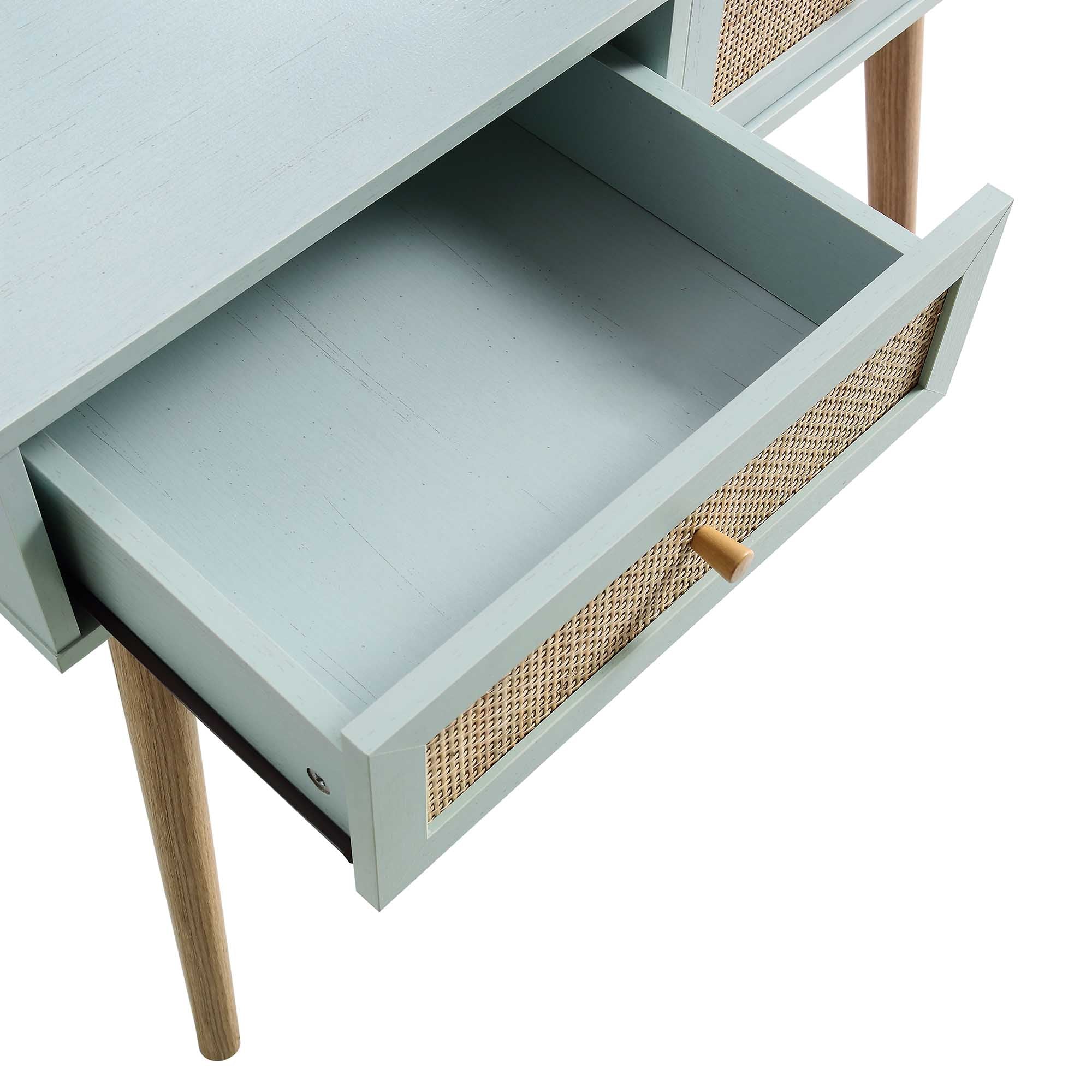 Frances Woven Rattan Dressing Table with Mirror, Mint - Image 11