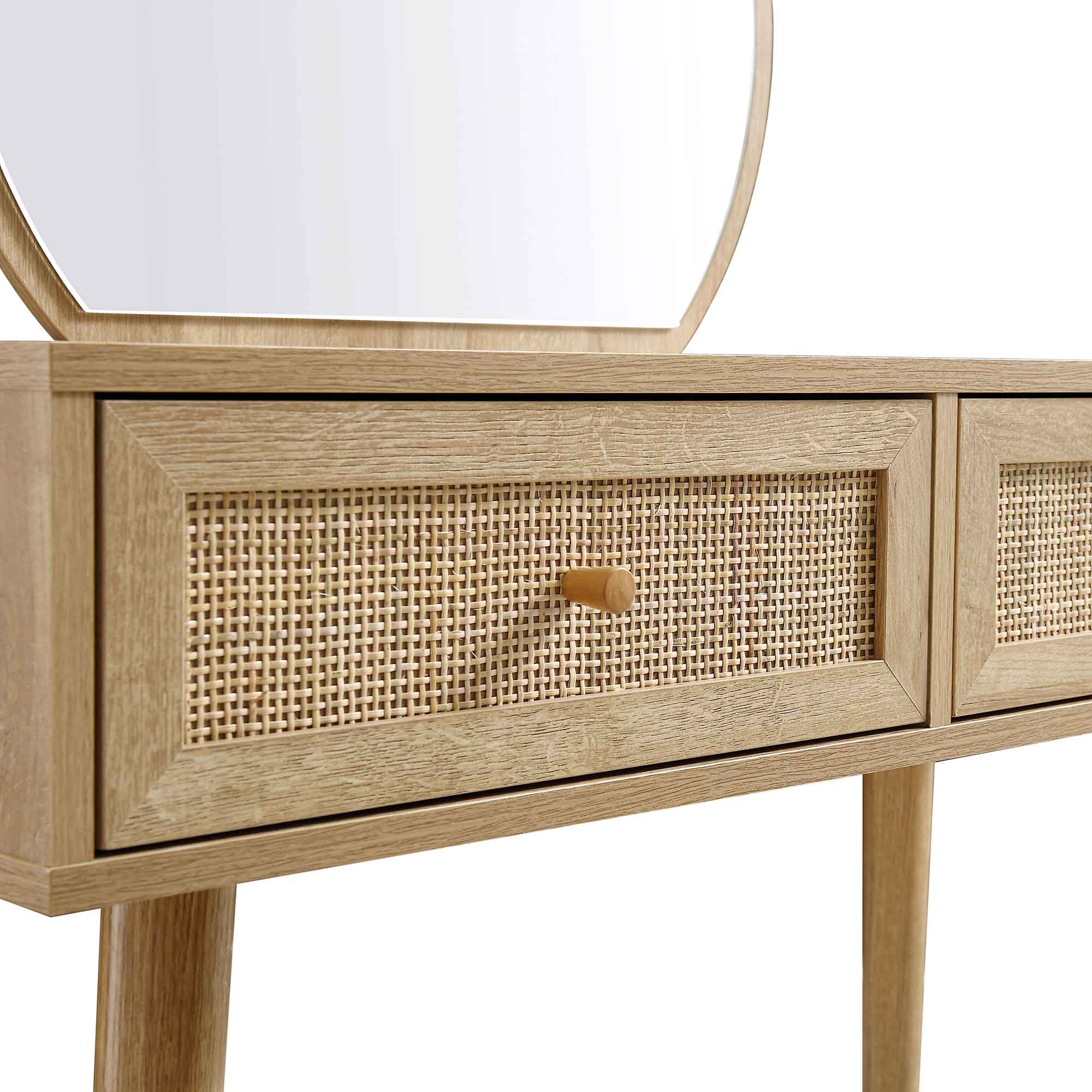 Frances Woven Rattan Dressing Table with Mirror, Natural - Image 12