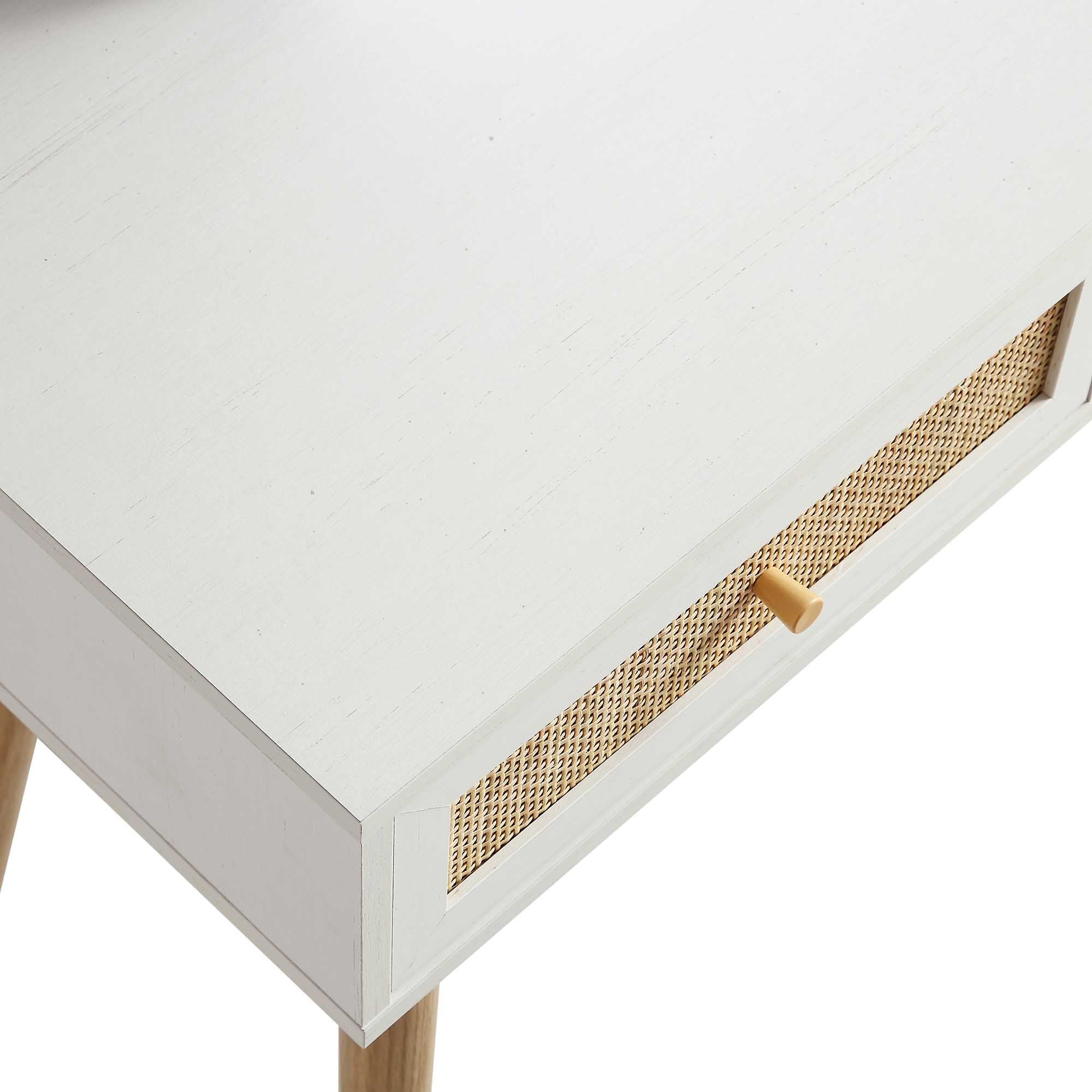 Frances Woven Rattan Dressing Table with Mirror, White - Image 12