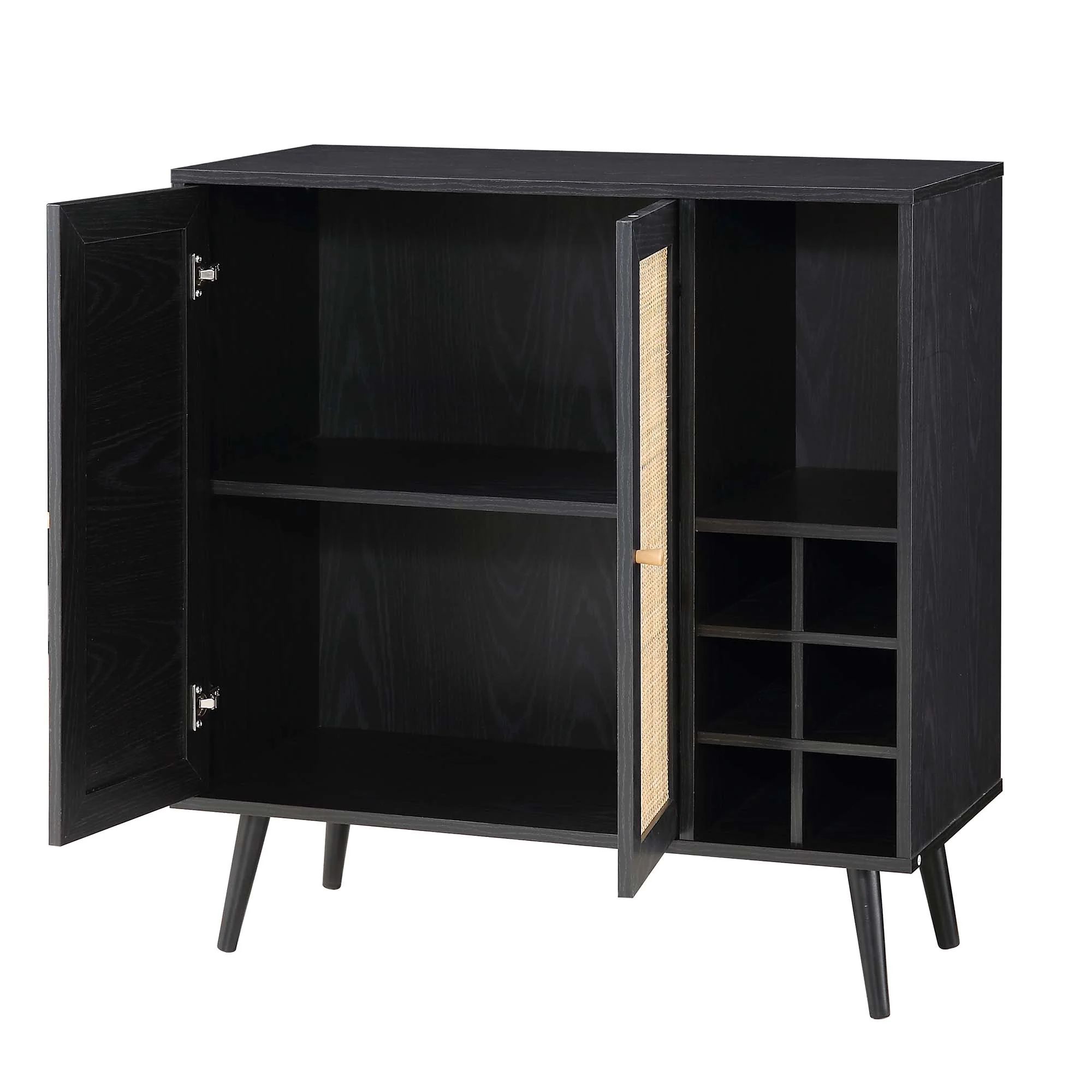 Frances Woven Rattan Drinks Cabinet, Black - Image 5