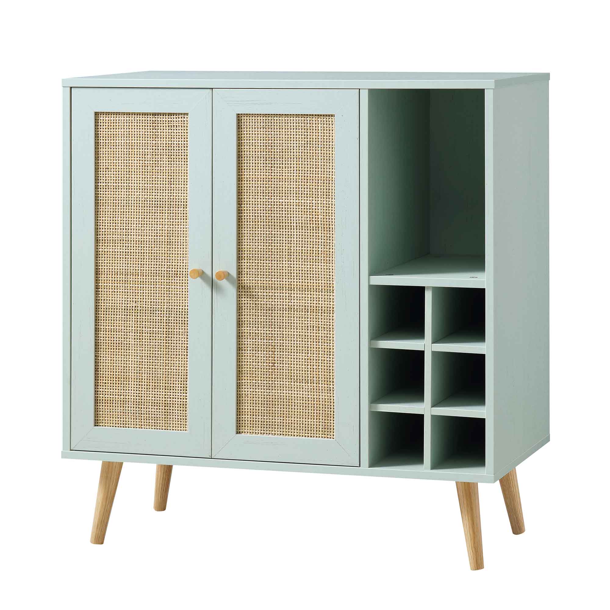 Frances Woven Rattan Drinks Cabinet, Mint - Image 4