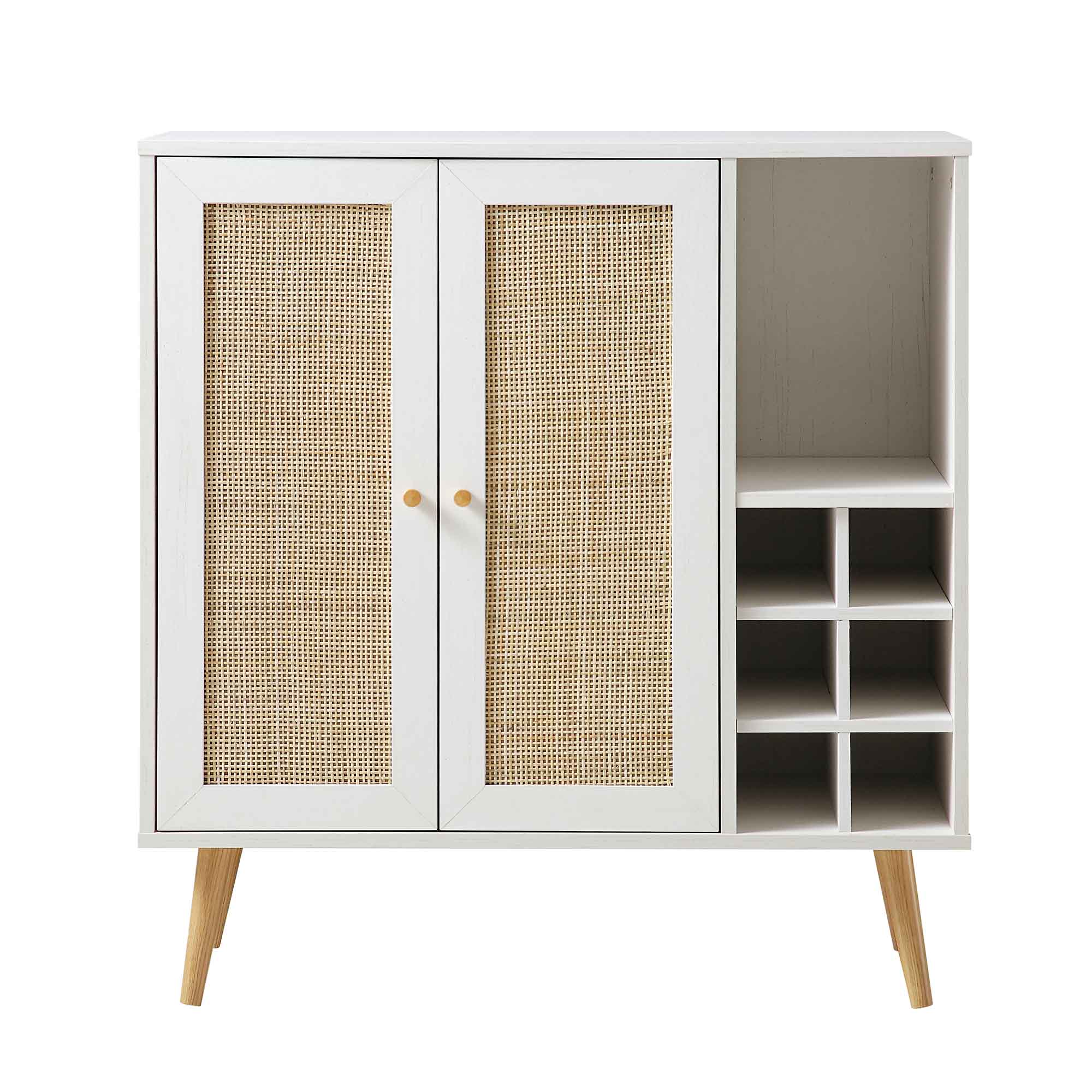 Frances Woven Rattan Drinks Cabinet, White - Image 3