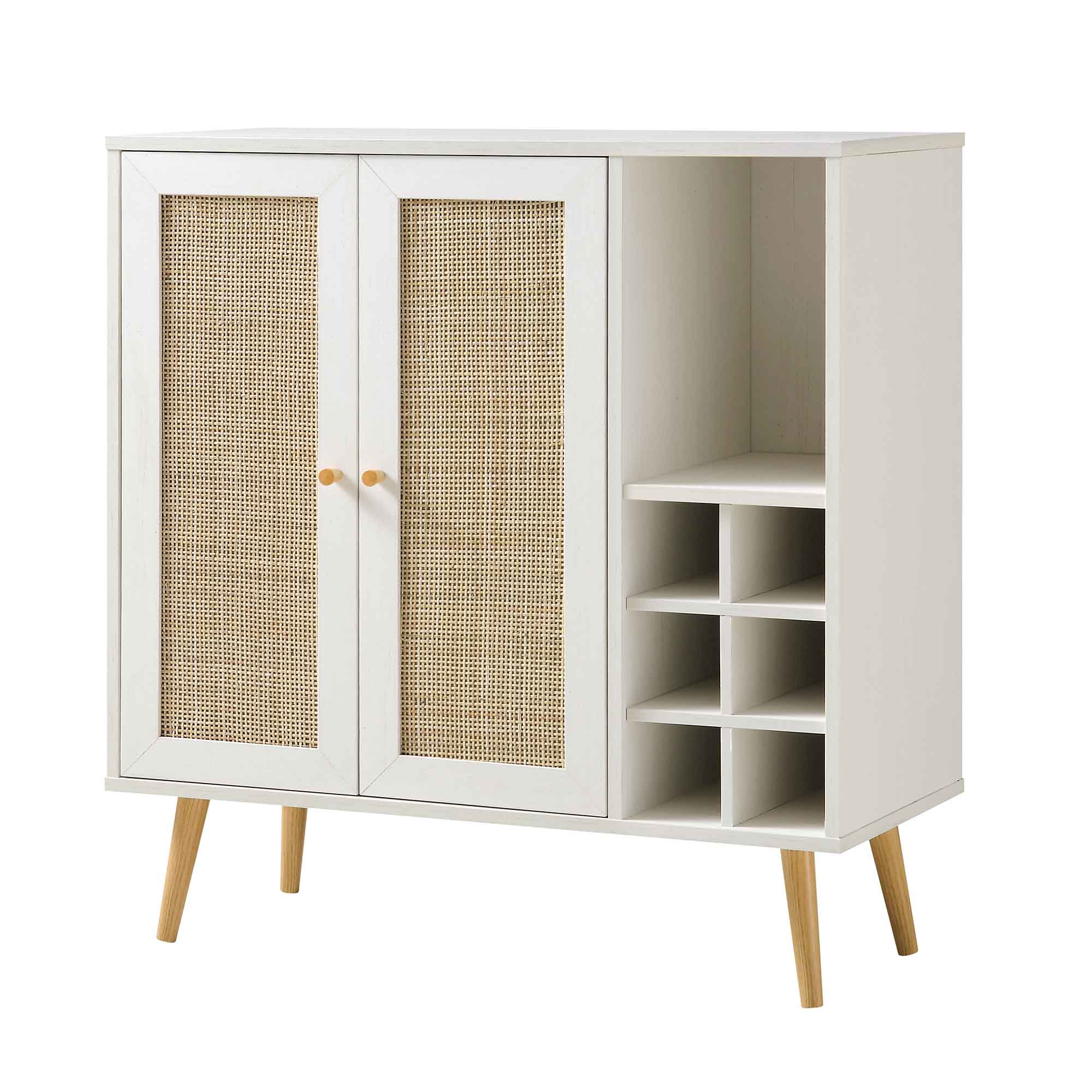 Frances Woven Rattan Drinks Cabinet, White - Image 4