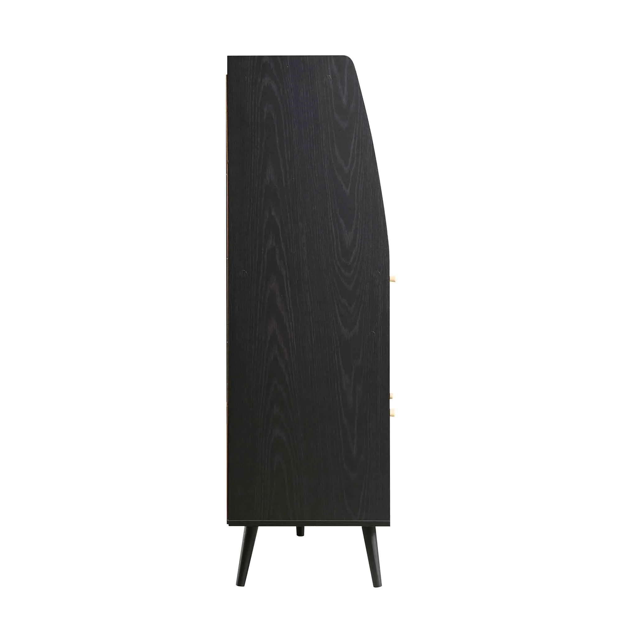 Frances Woven Rattan Kitchen Cabinet, Black - Image 9