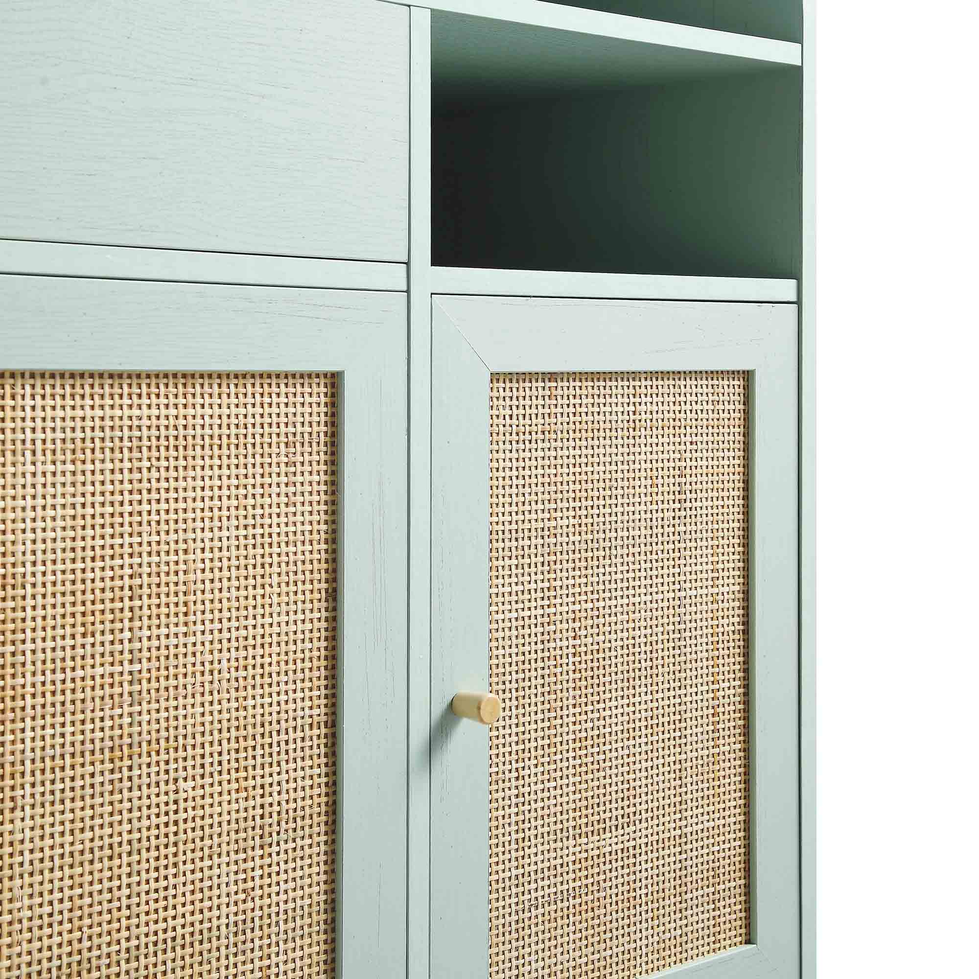 Frances Woven Rattan Kitchen Cabinet, Mint - Image 10
