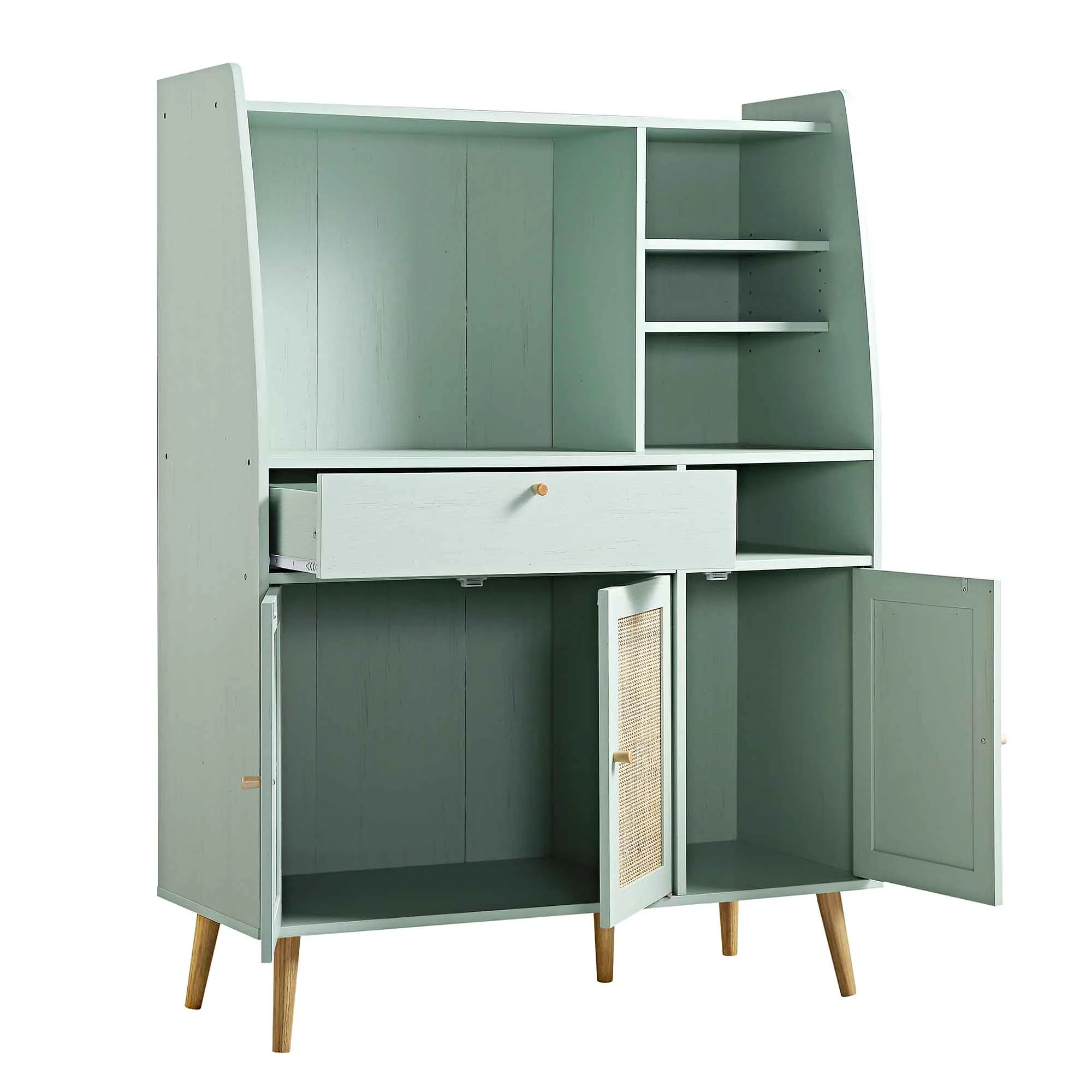 Frances Woven Rattan Kitchen Cabinet, Mint - Image 7