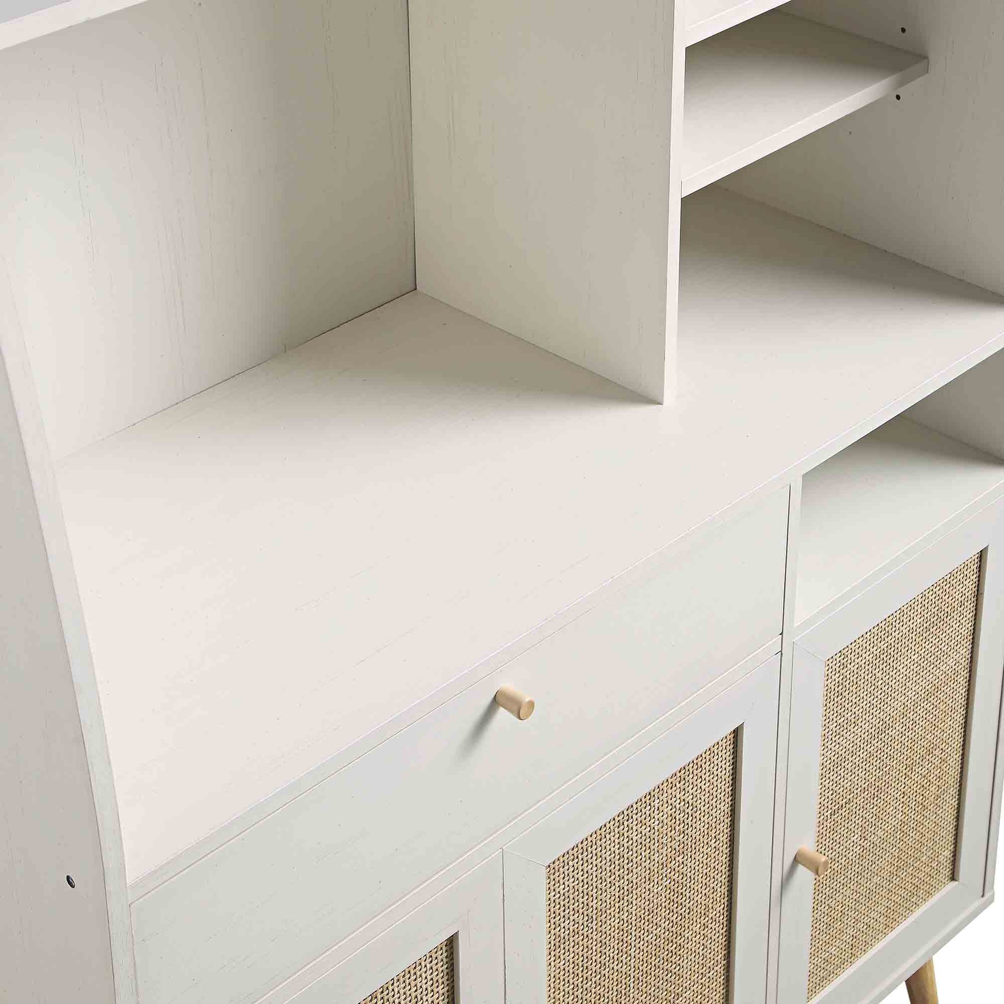 Frances Woven Rattan Kitchen Cabinet, White - Image 11