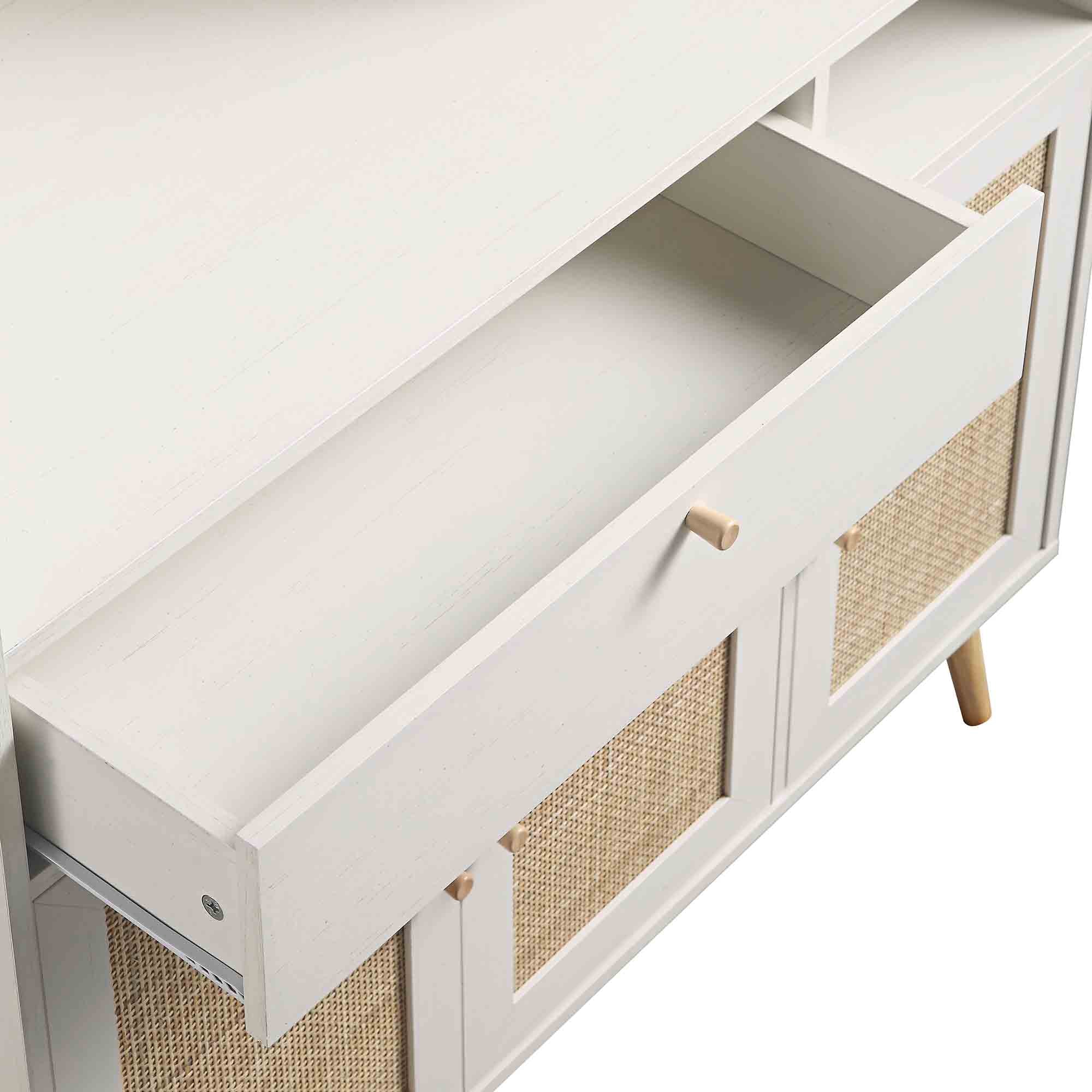Frances Woven Rattan Kitchen Cabinet, White - Image 12
