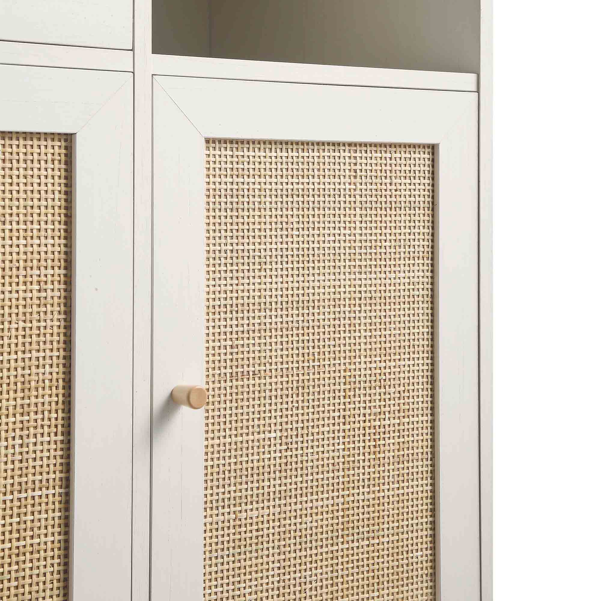 Frances Woven Rattan Kitchen Cabinet, White - Image 13