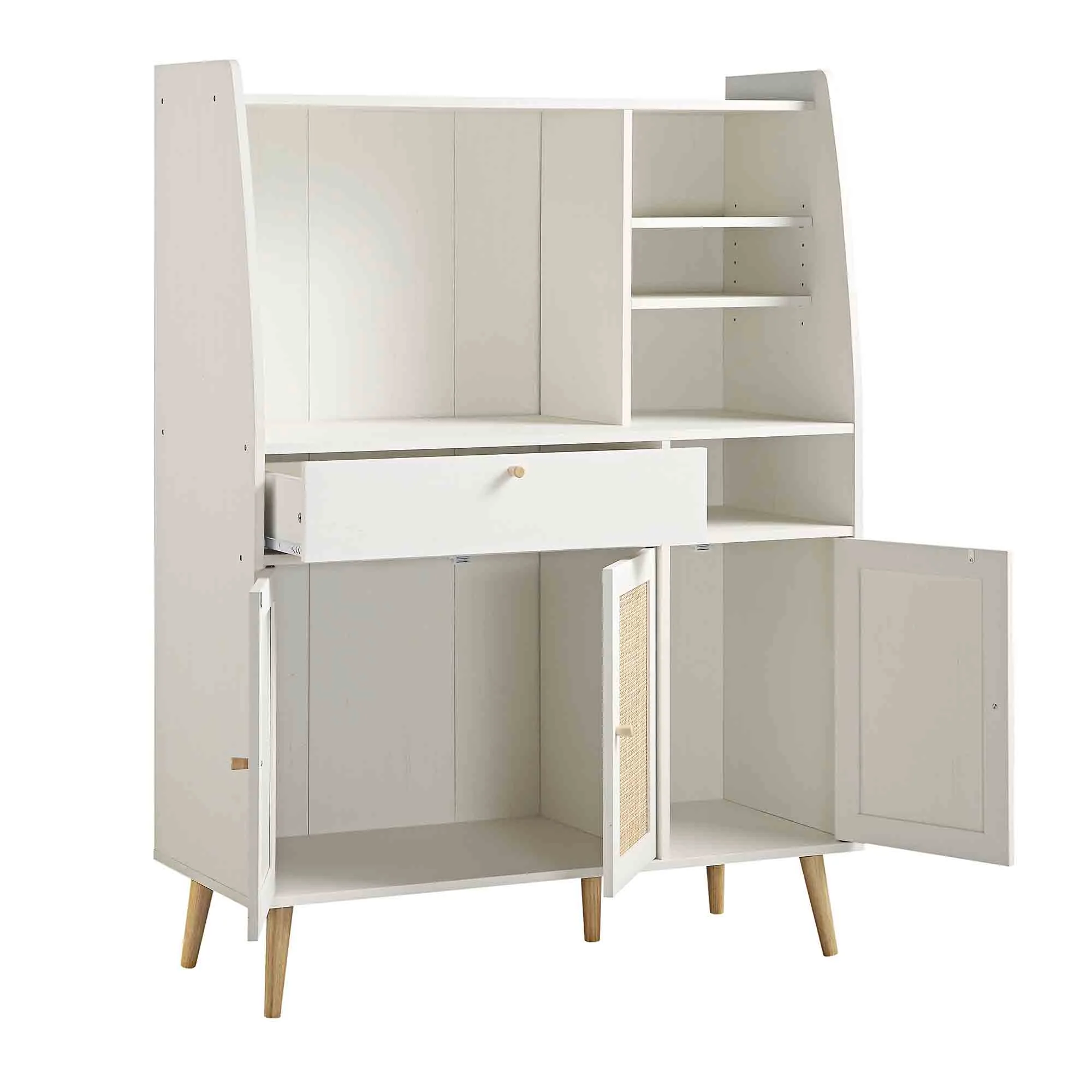 Frances Woven Rattan Kitchen Cabinet, White - Image 7