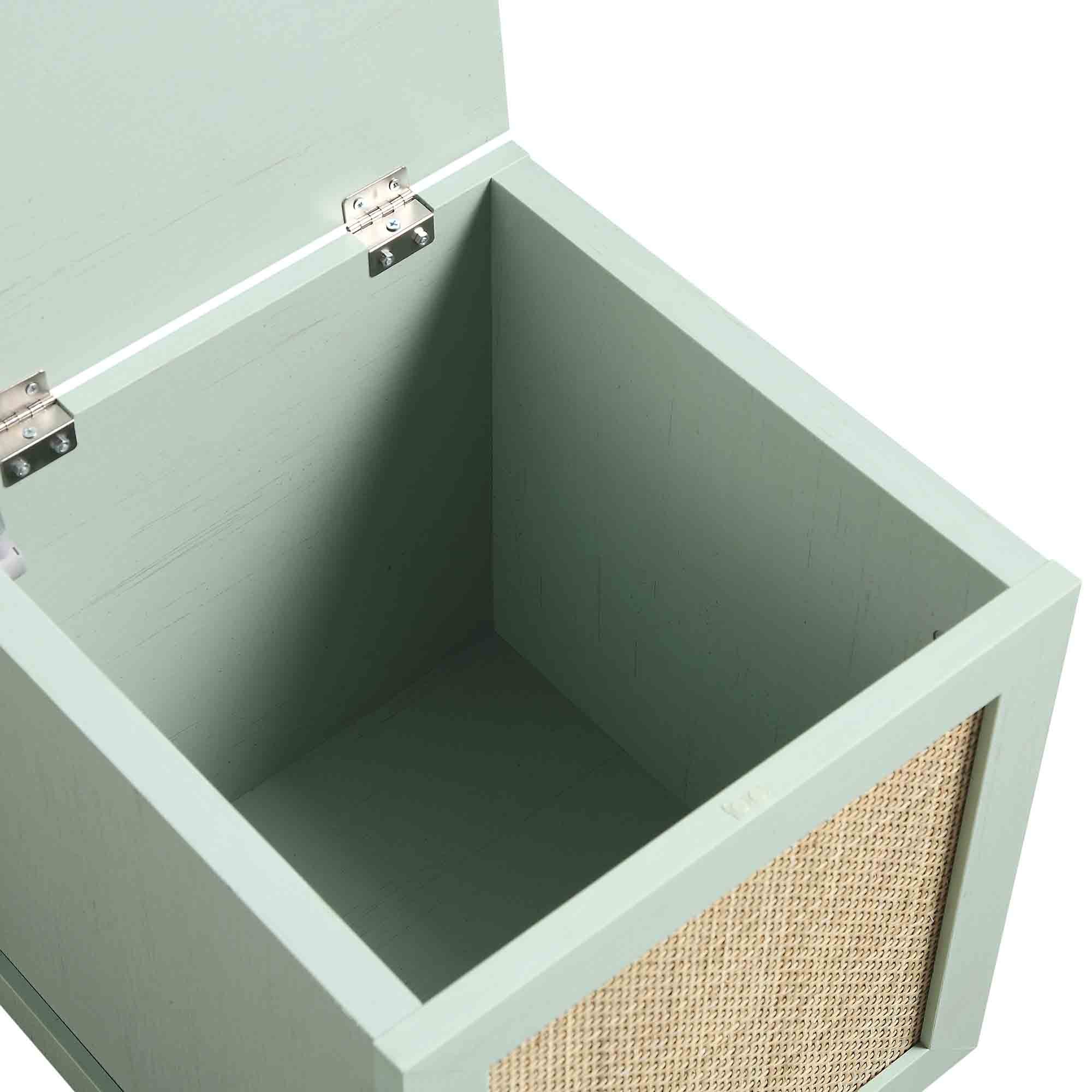 Frances Woven Rattan Single Storage Stool with Cushion, Mint - Image 13