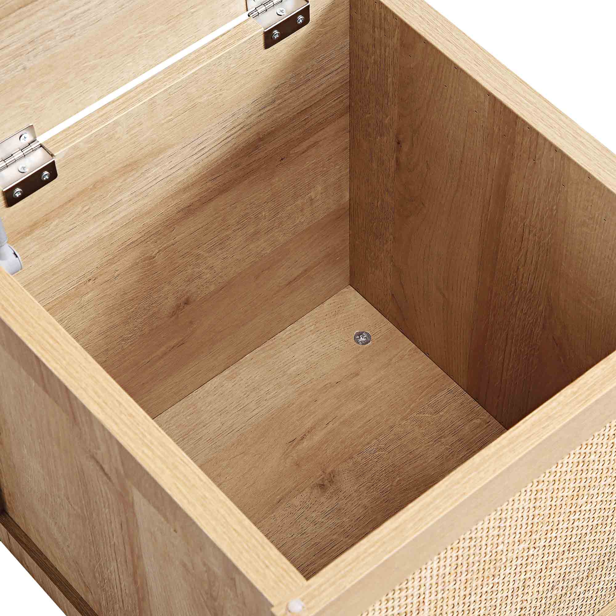 Frances Woven Rattan Single Storage Stool with Cushion, Natural - Image 10