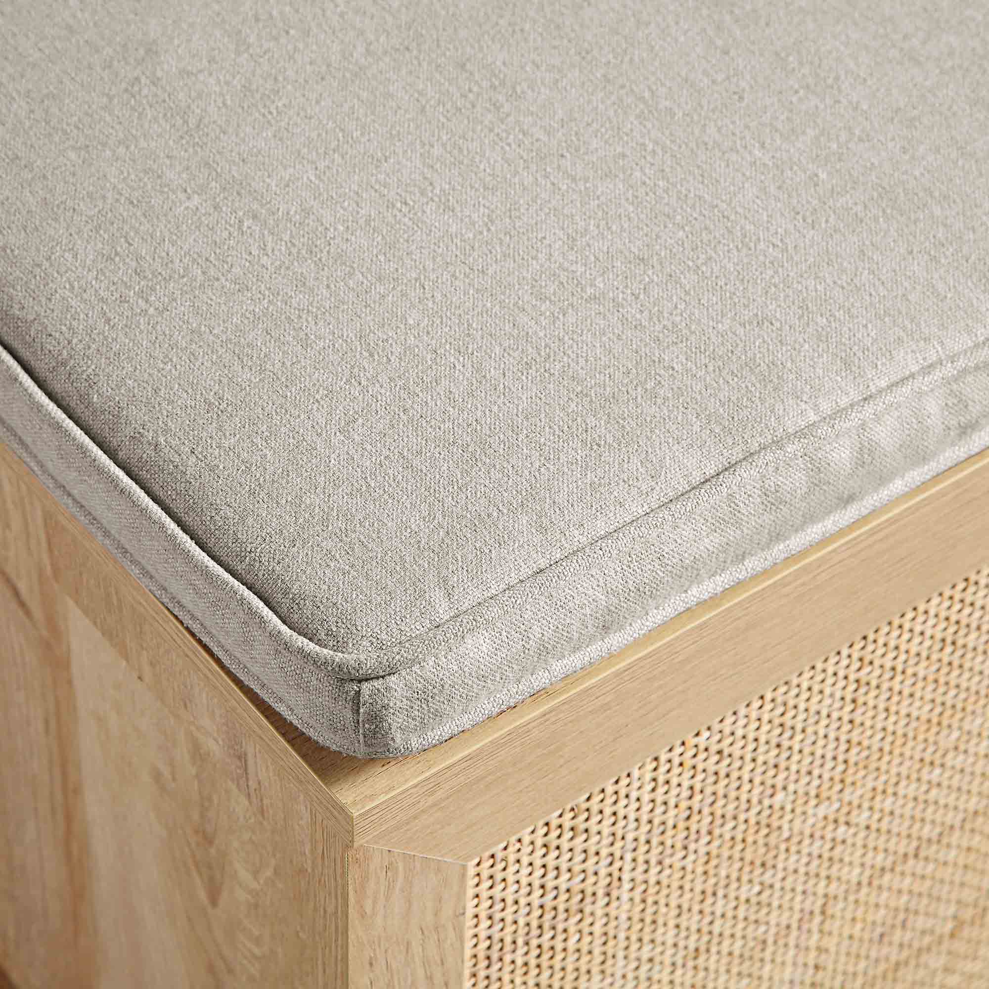 Frances Woven Rattan Single Storage Stool with Cushion, Natural - Image 11