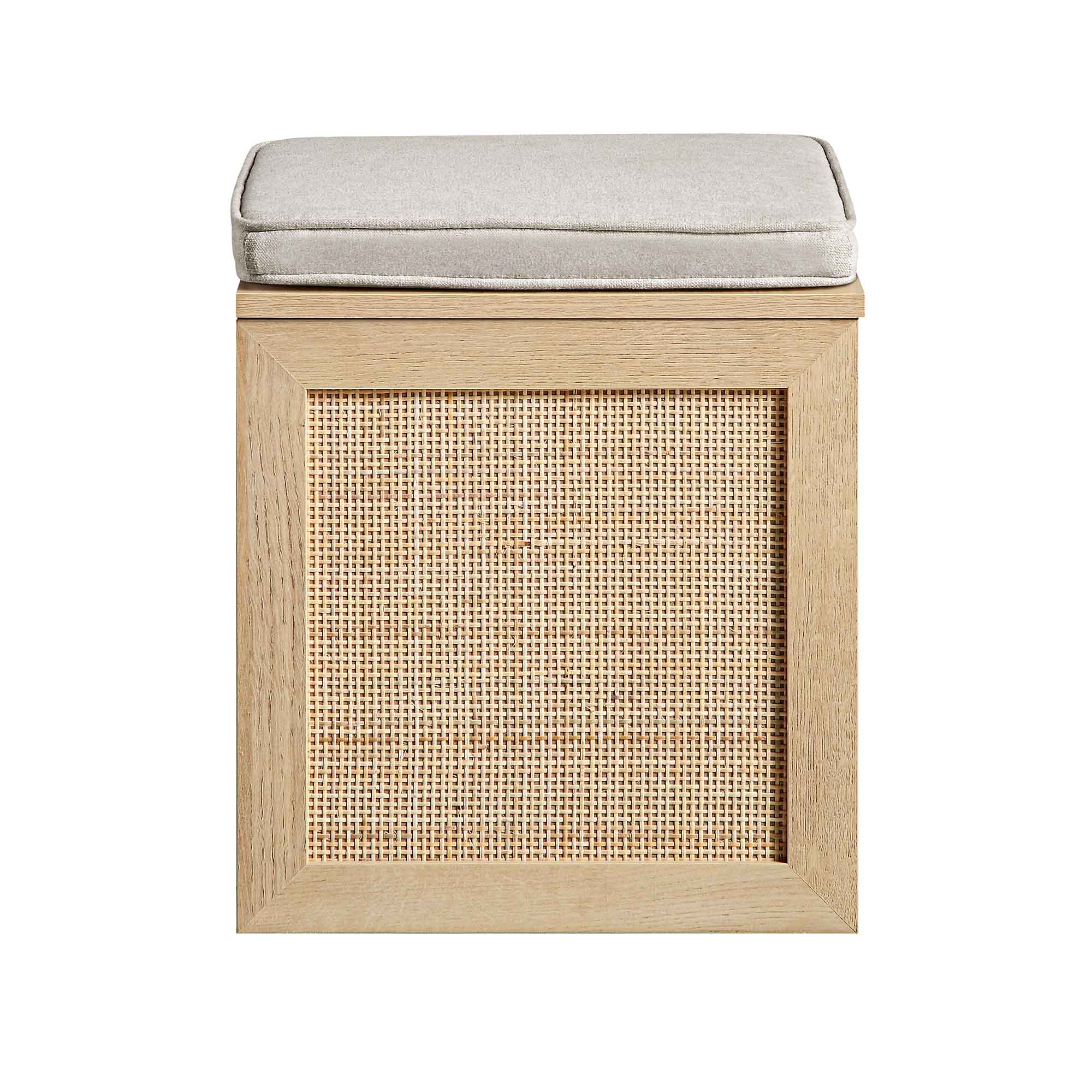 Frances Woven Rattan Single Storage Stool with Cushion, Natural - Image 3