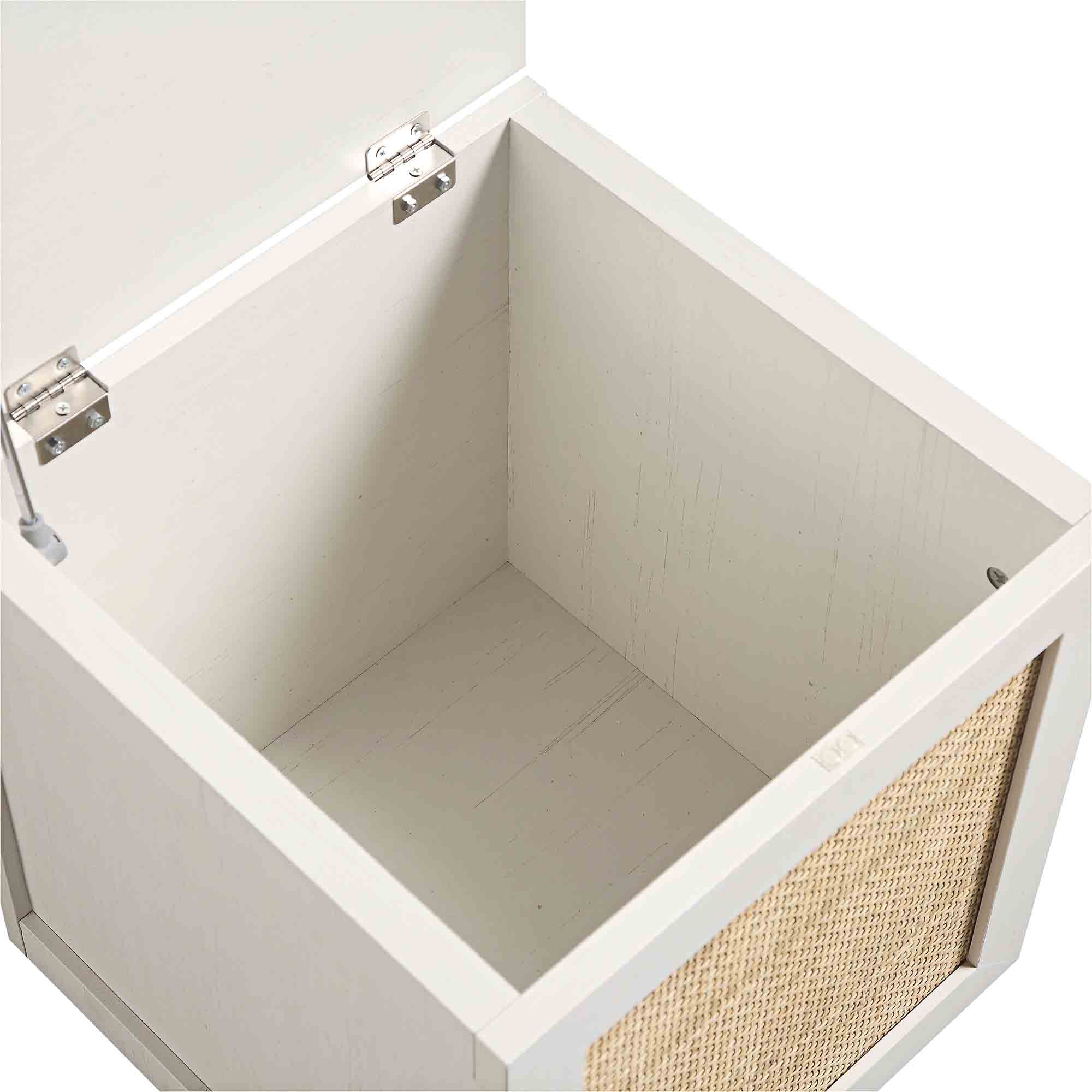 Frances Woven Rattan Single Storage Stool with Cushion, White - Image 12