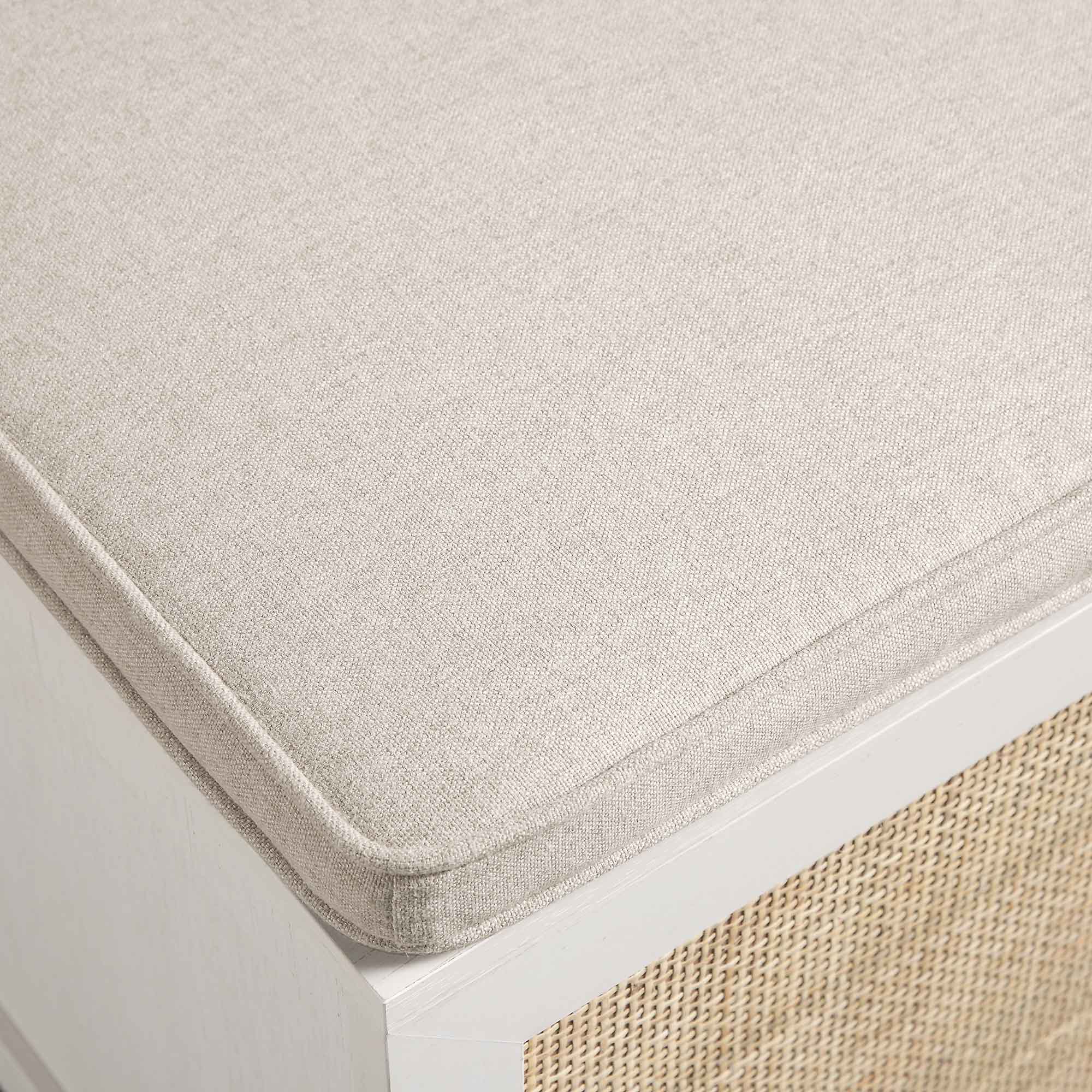 Frances Woven Rattan Single Storage Stool with Cushion, White - Image 13