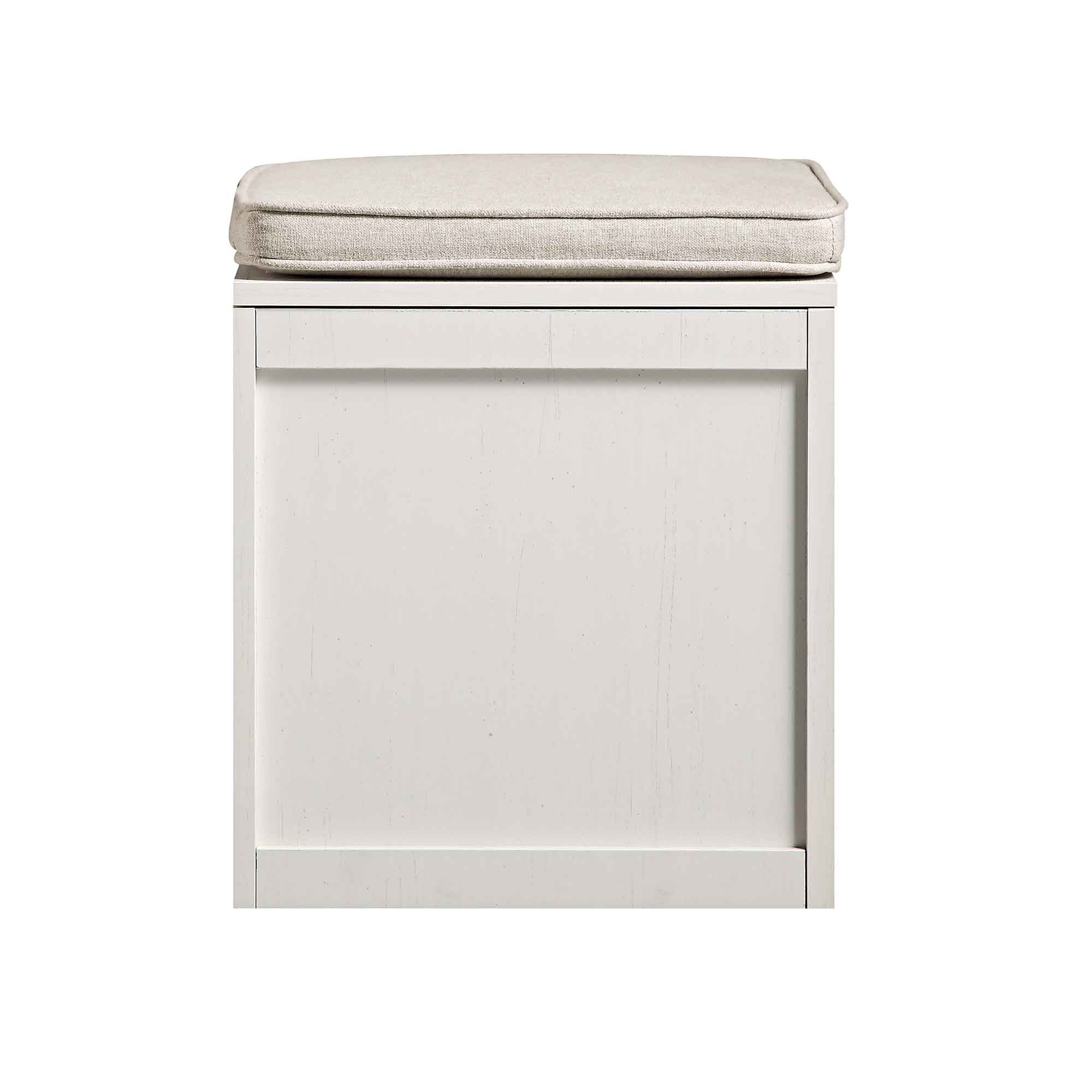Frances Woven Rattan Single Storage Stool with Cushion, White - Image 9