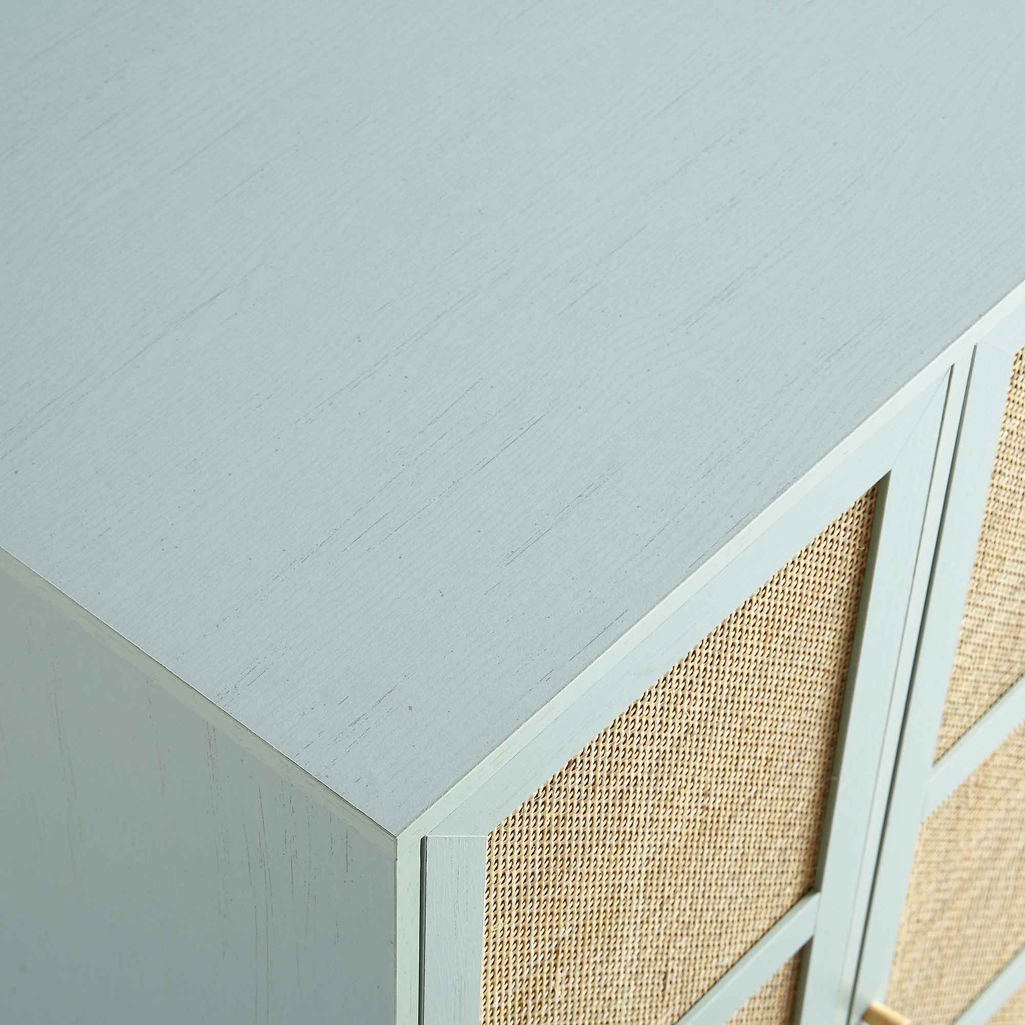Frances Woven Rattan Compact Double Wardrobe, Mint Green - Image 10