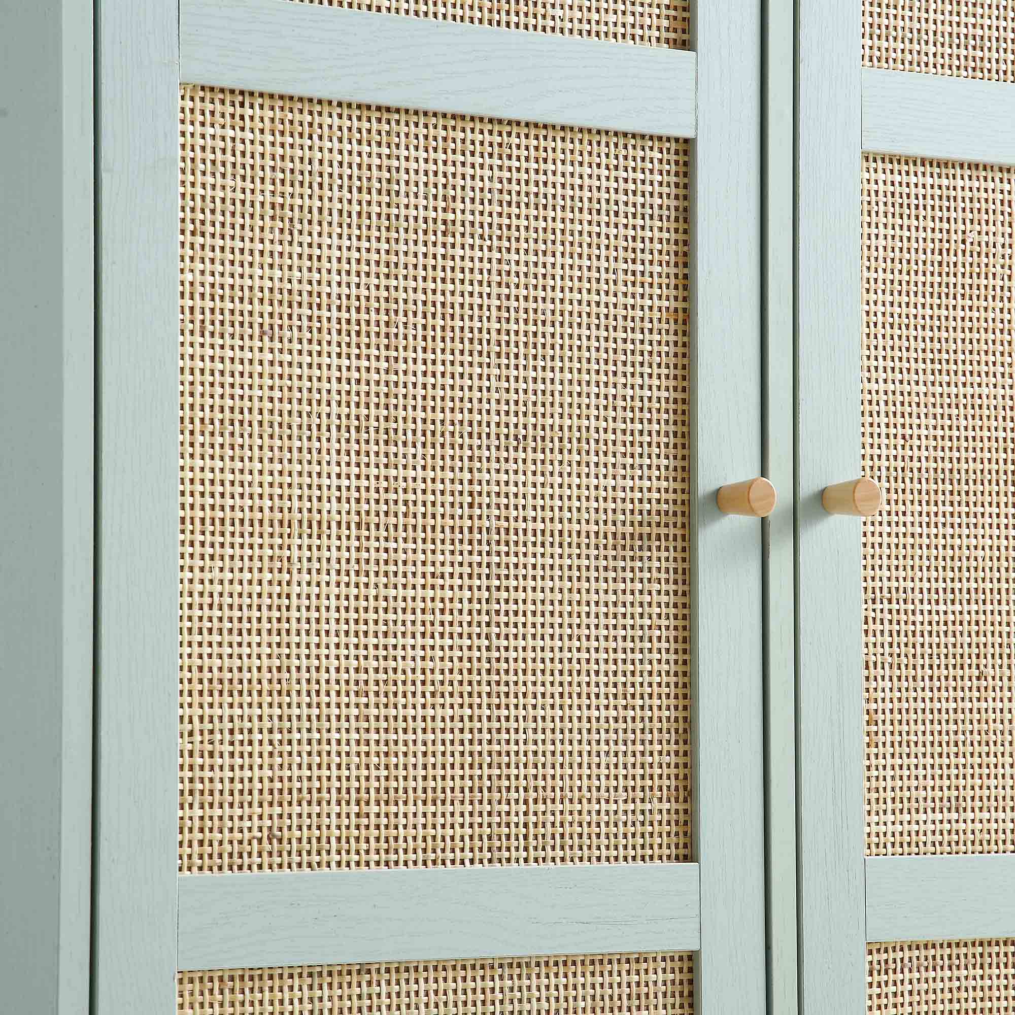 Frances Woven Rattan Compact Double Wardrobe, Mint Green - Image 11