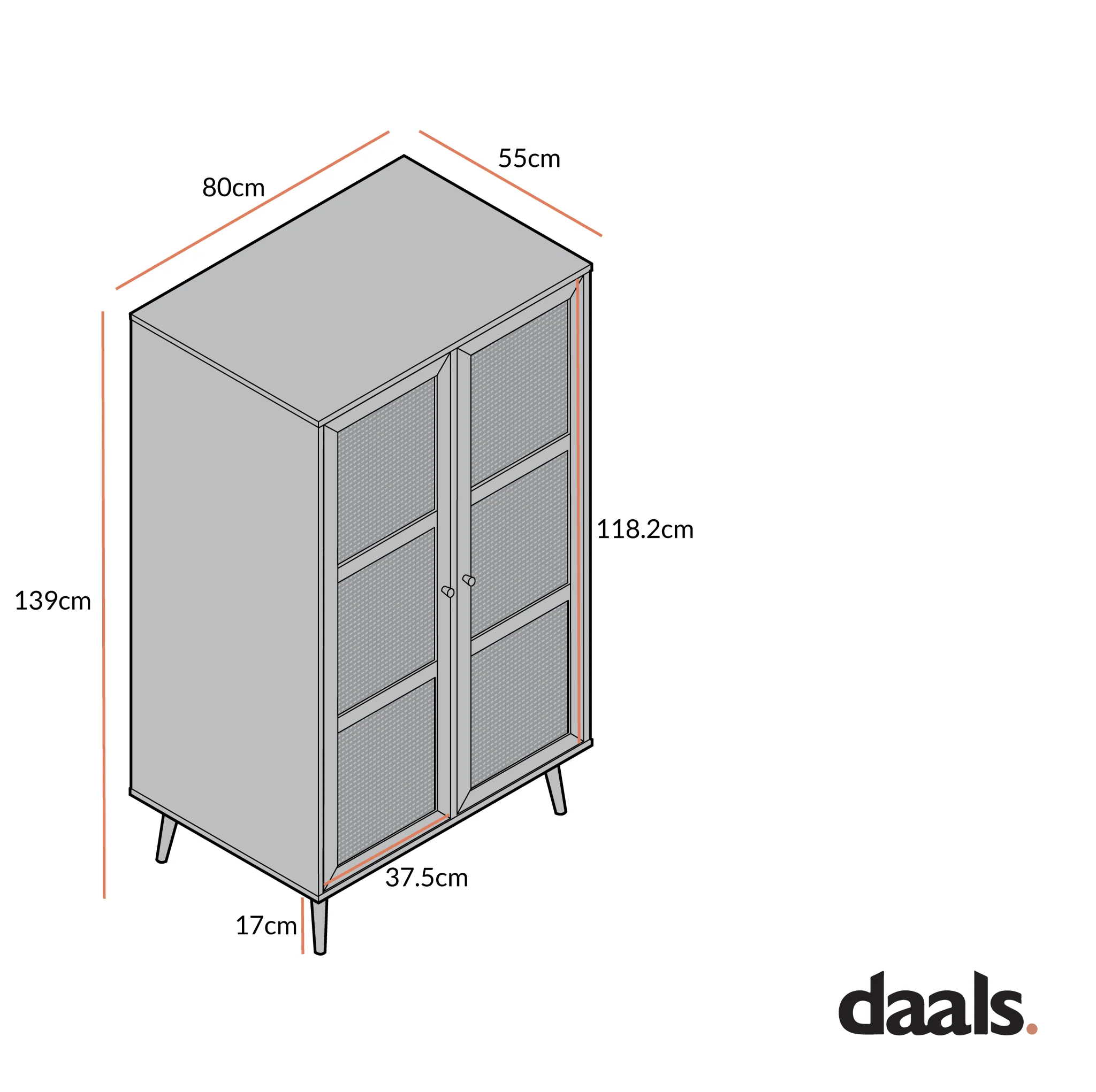 Frances Woven Rattan Compact Double Wardrobe, Mint Green - Image 6