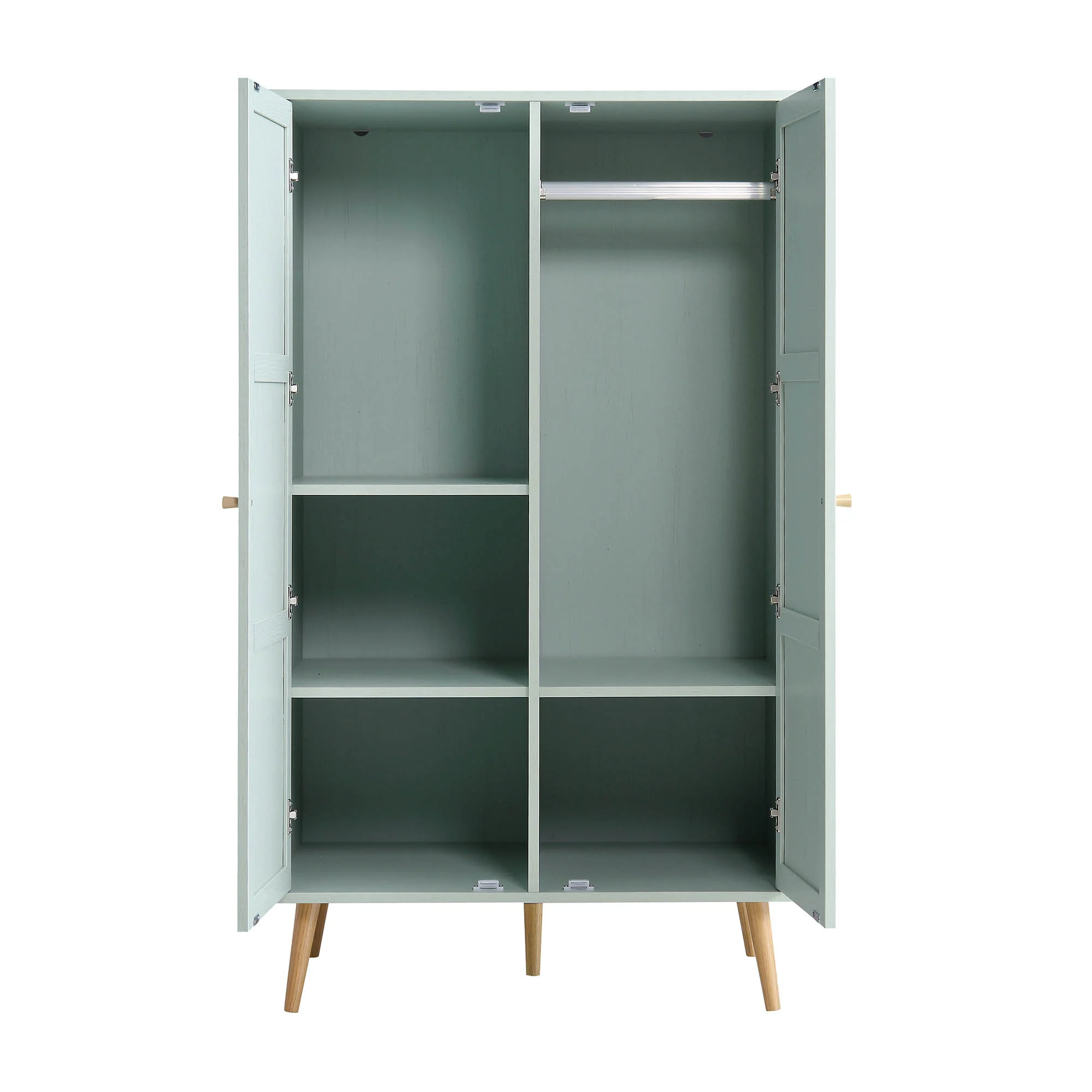 Frances Woven Rattan Compact Double Wardrobe, Mint Green - Image 8