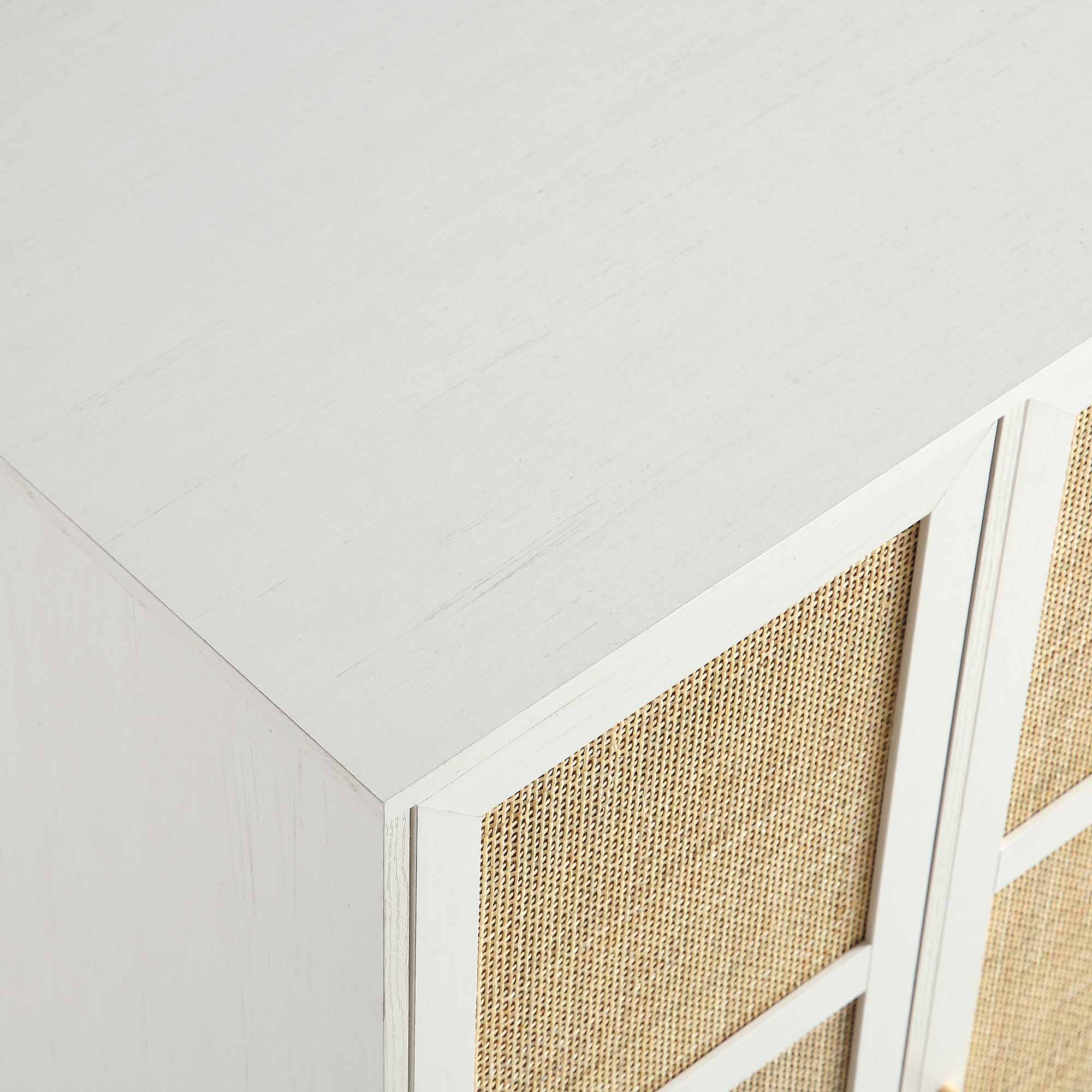 Frances Woven Rattan Compact Double Wardrobe, White - Image 10