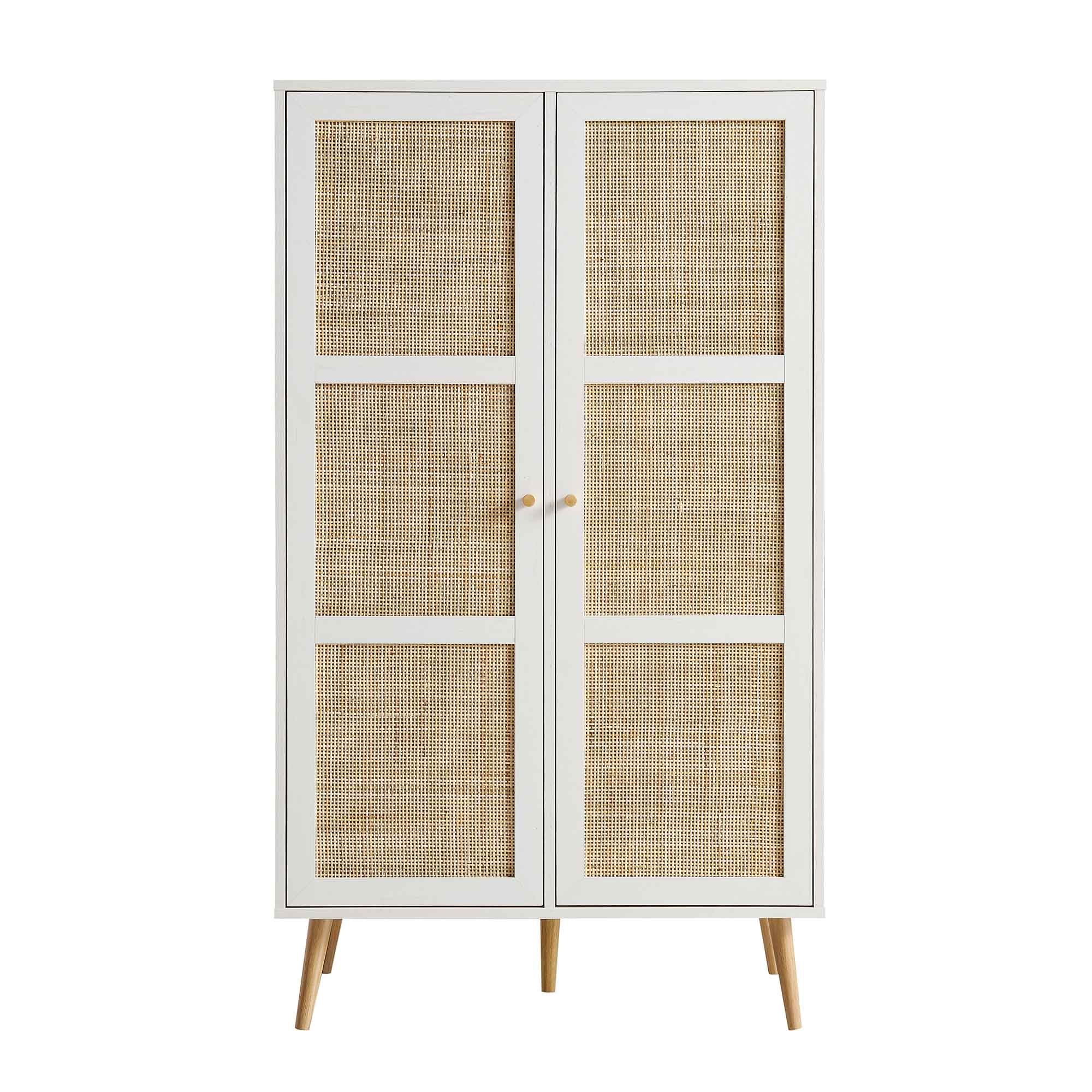 Frances Woven Rattan Compact Double Wardrobe, White - Image 3