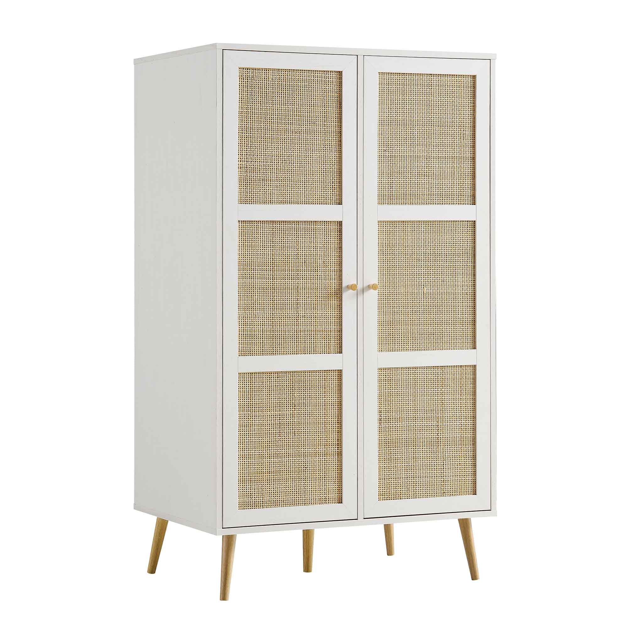 Frances Woven Rattan Compact Double Wardrobe, White - Image 4