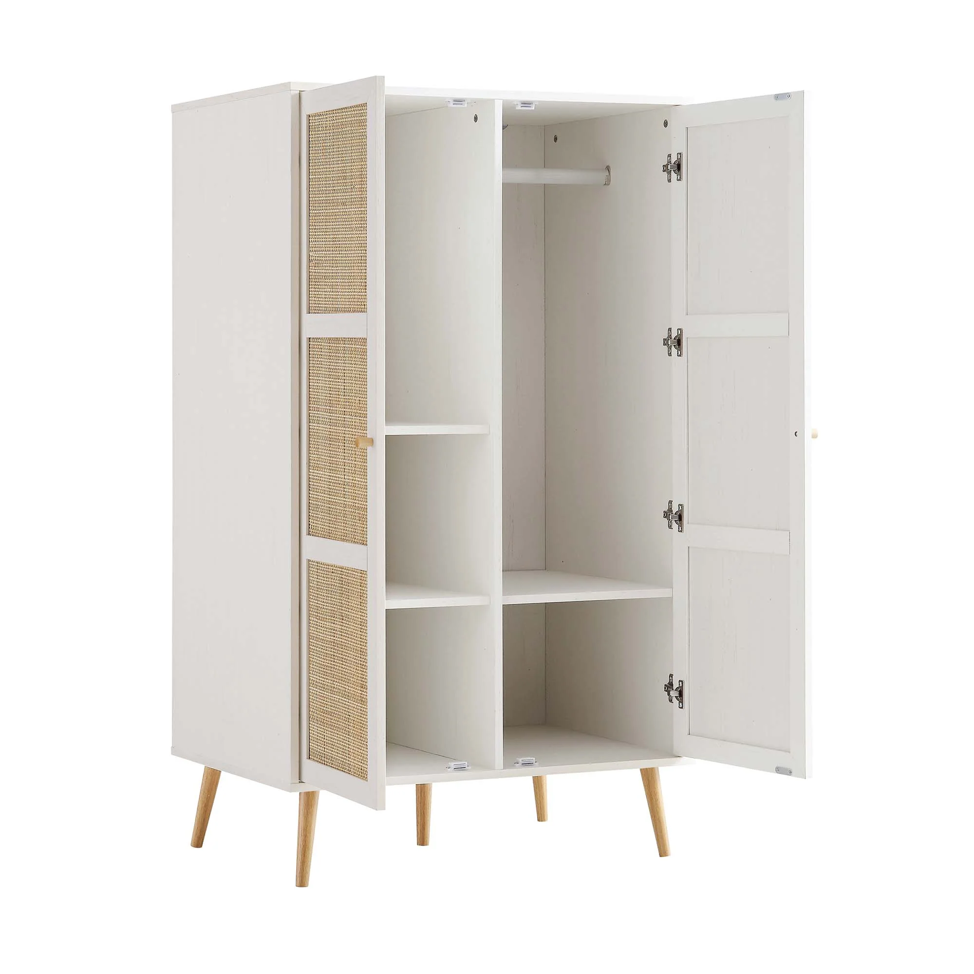 Frances Woven Rattan Compact Double Wardrobe, White - Image 6