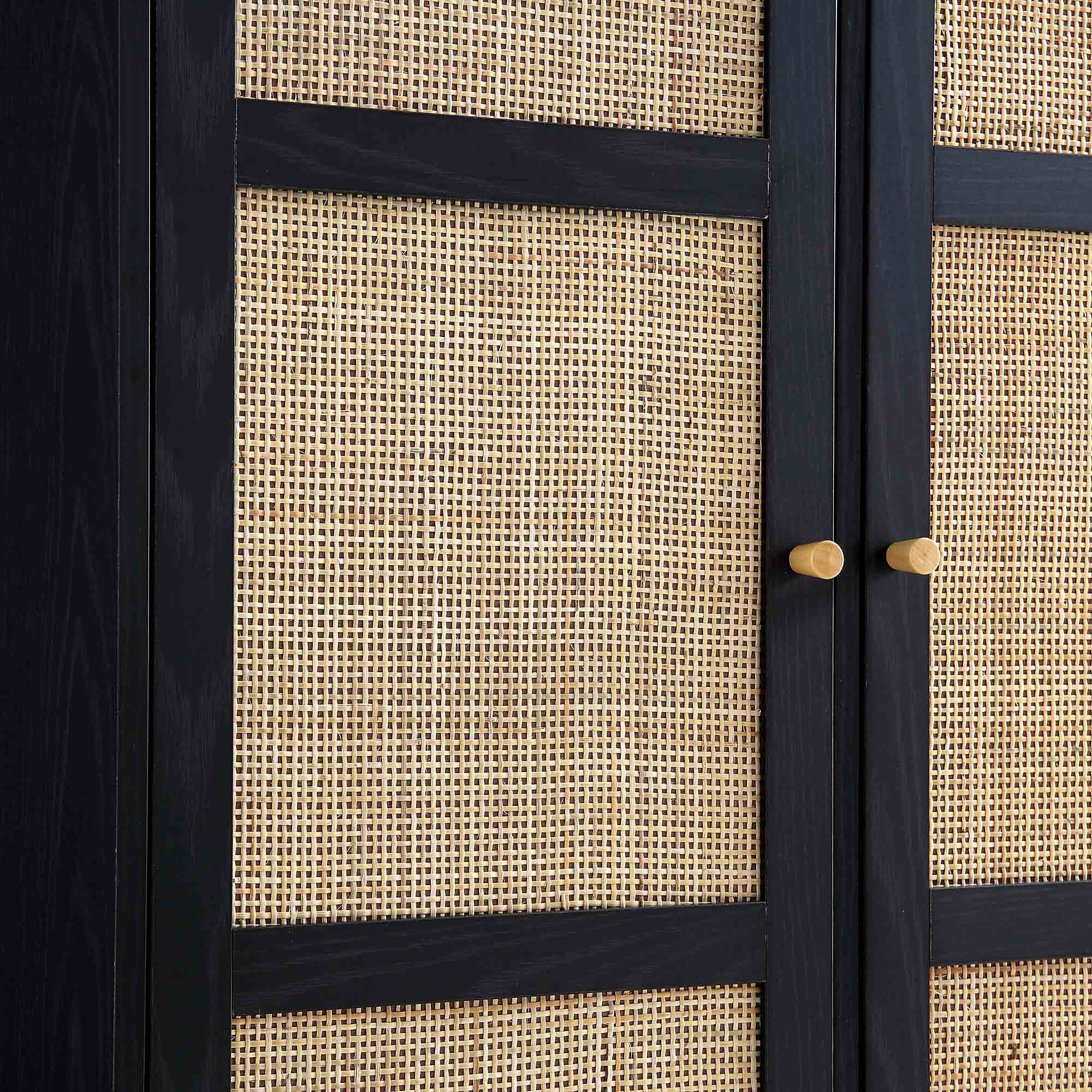 Frances Woven Rattan Compact Double Wardrobe, Black - Image 11