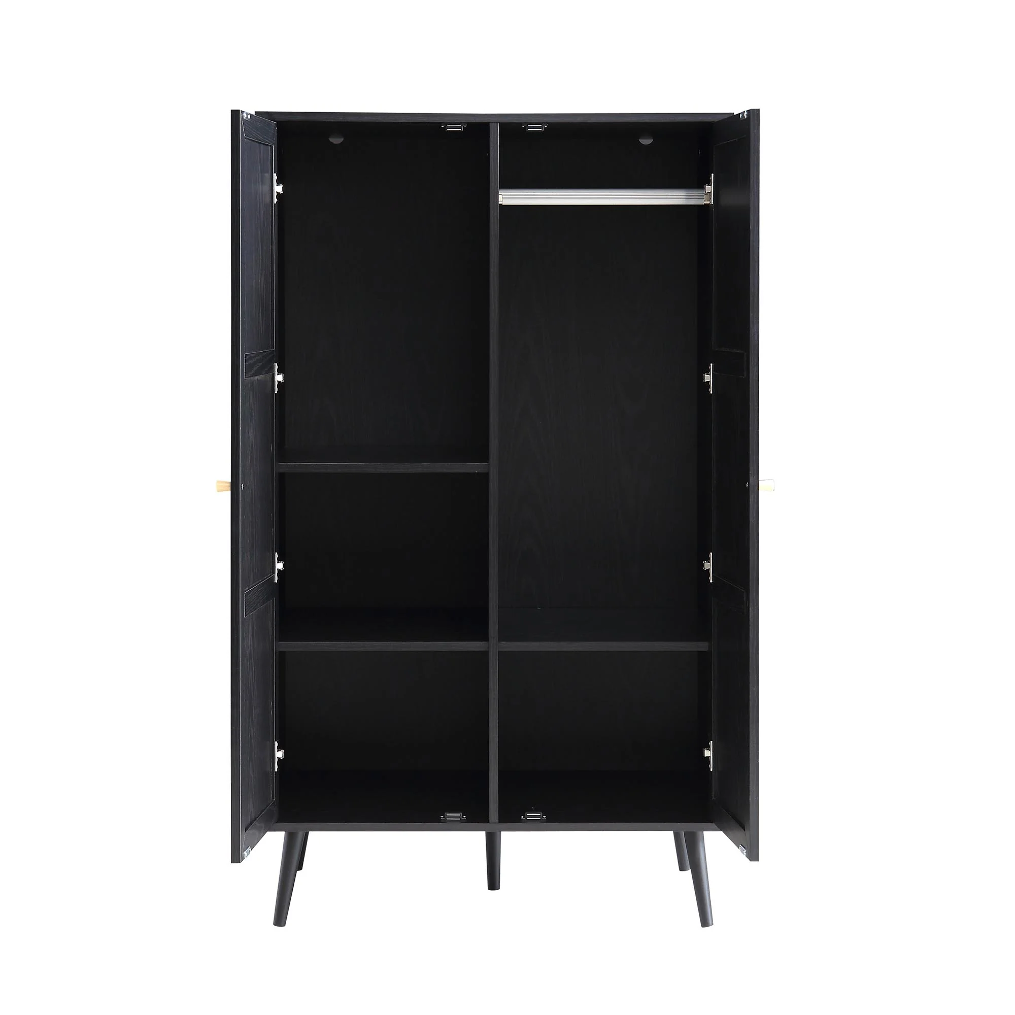 Frances Woven Rattan Compact Double Wardrobe, Black - Image 8