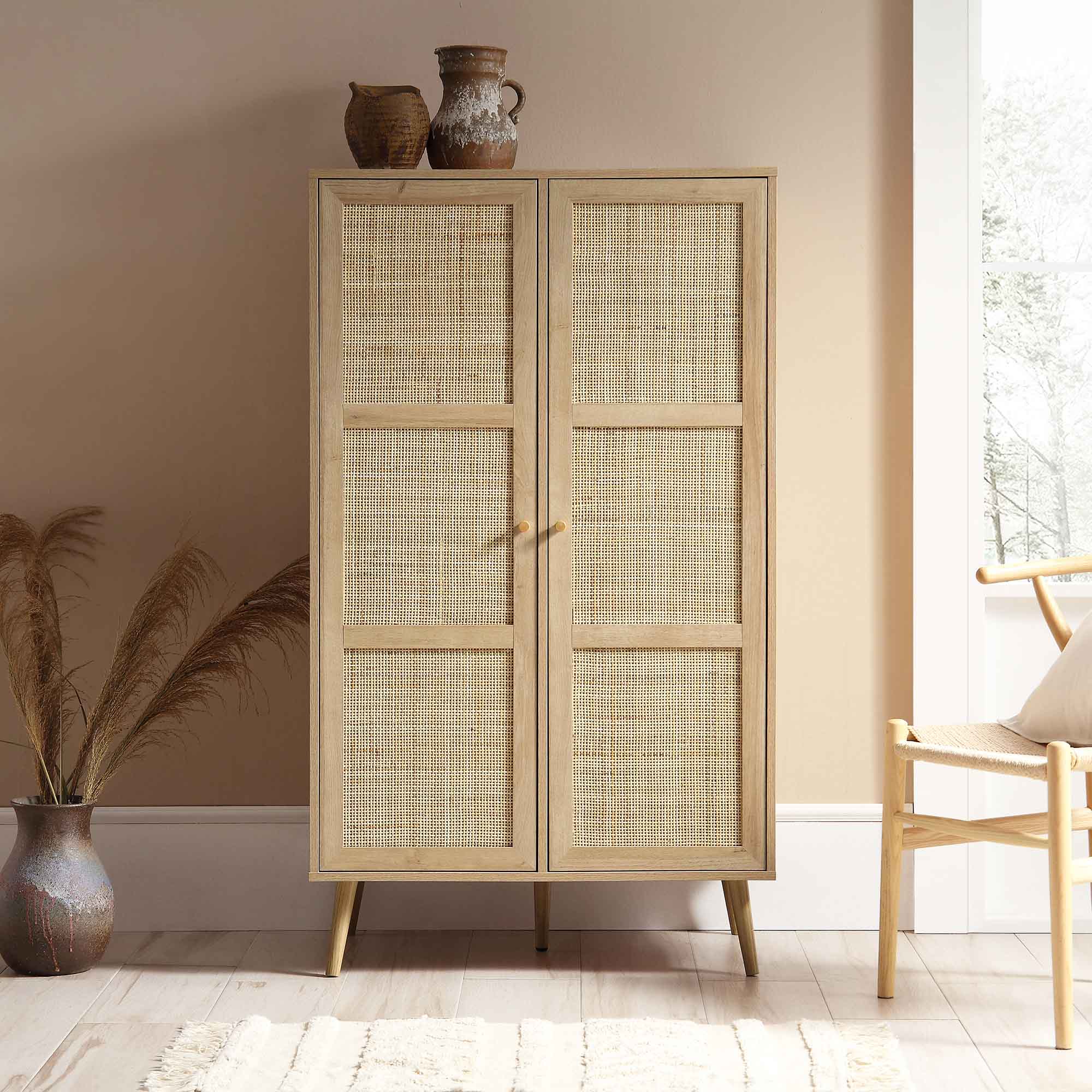 Frances Woven Rattan Compact Double Wardrobe, Natural - Image 2