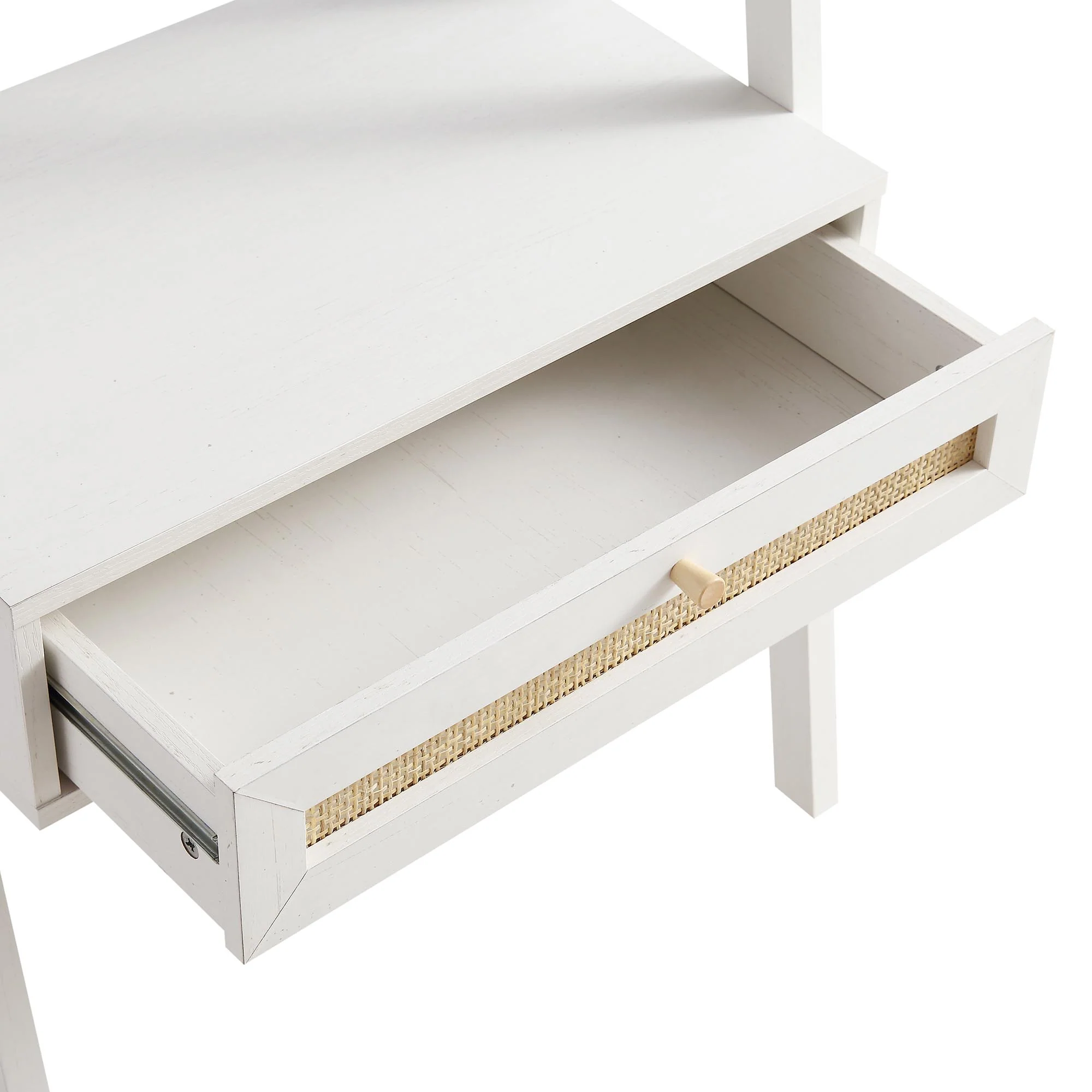 Frances Woven Rattan Standing Dressing Table with Mirror, White - Image 10