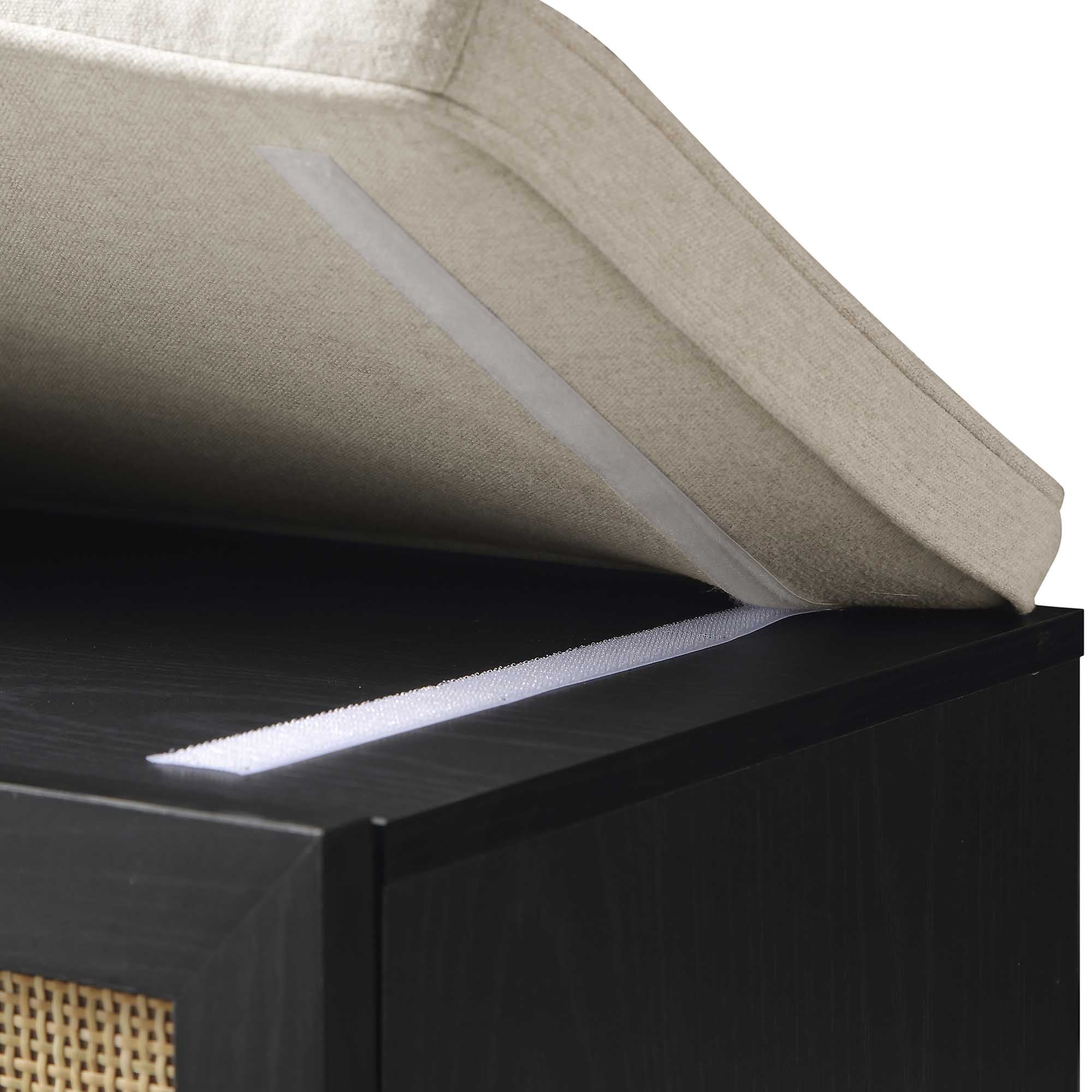 Frances Woven Rattan Storage Bench with Cushion, Black - Image 13