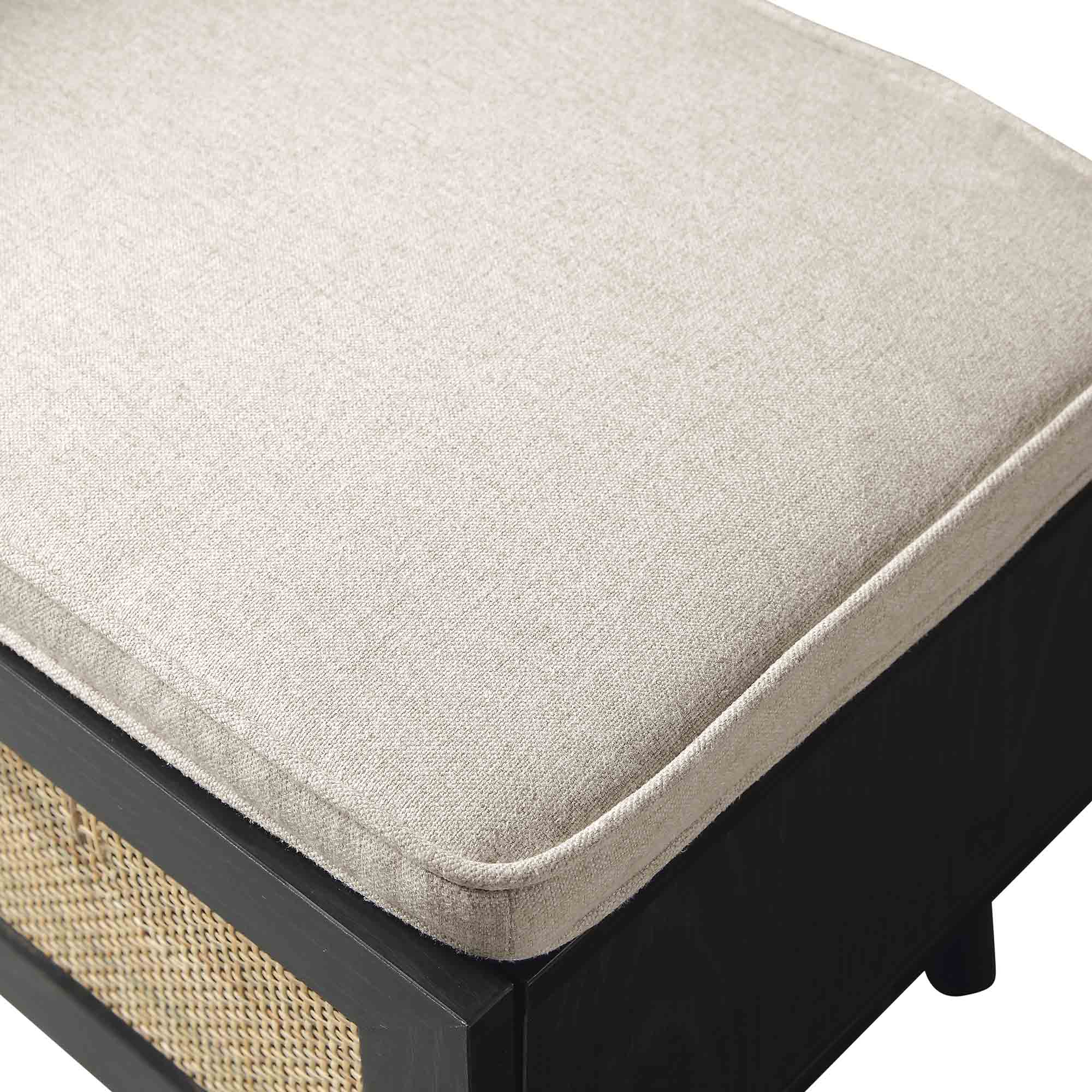 Frances Woven Rattan Storage Bench with Cushion, Black - Image 14