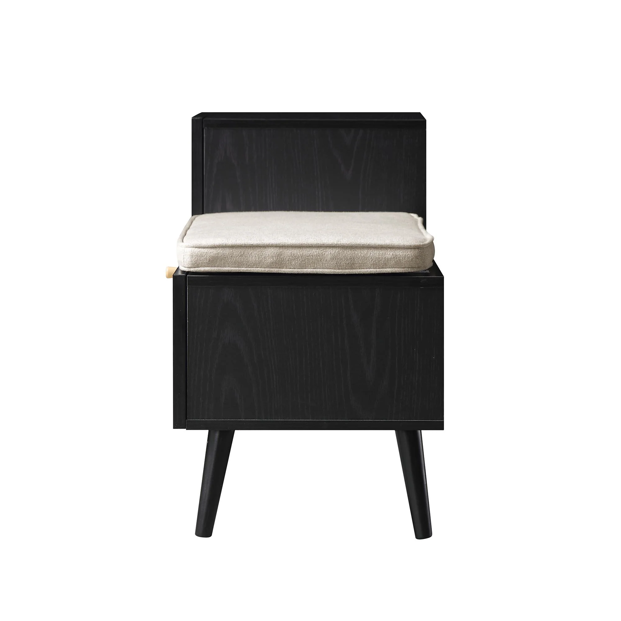 Frances Woven Rattan Storage Bench with Cushion, Black - Image 8