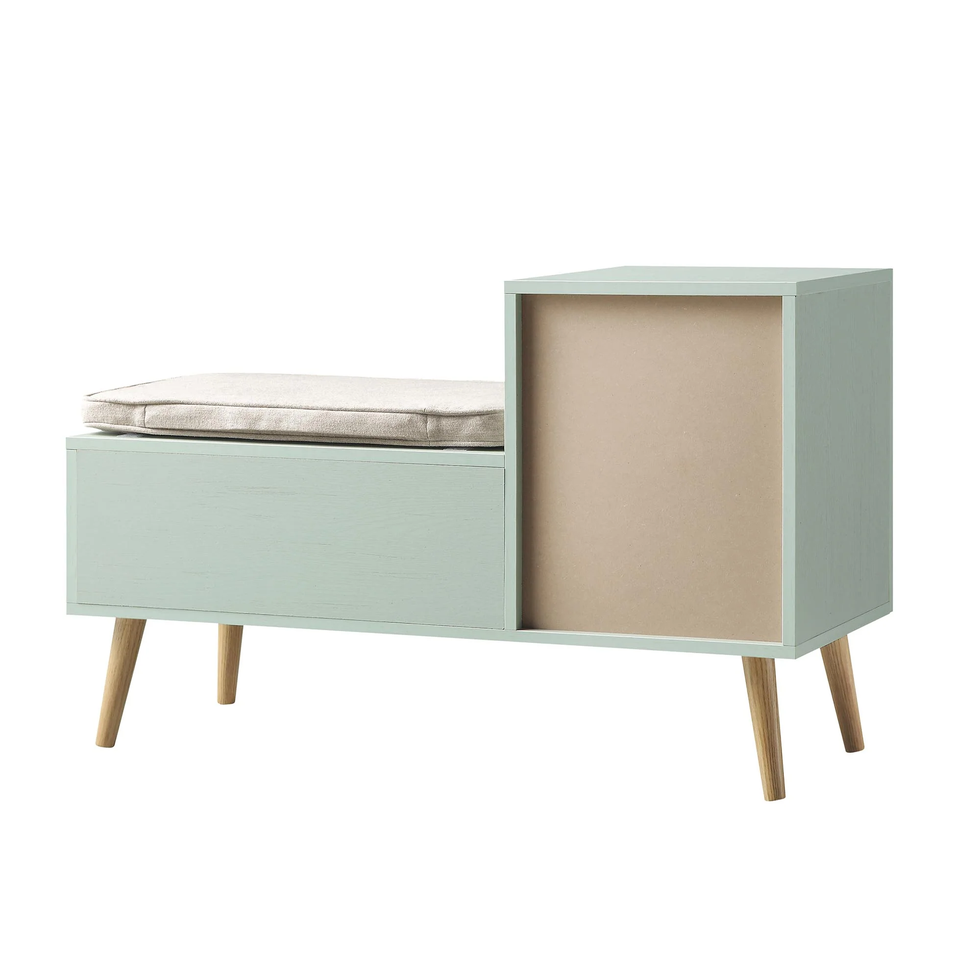 Frances Woven Rattan Storage Bench with Cushion, Mint - Image 10