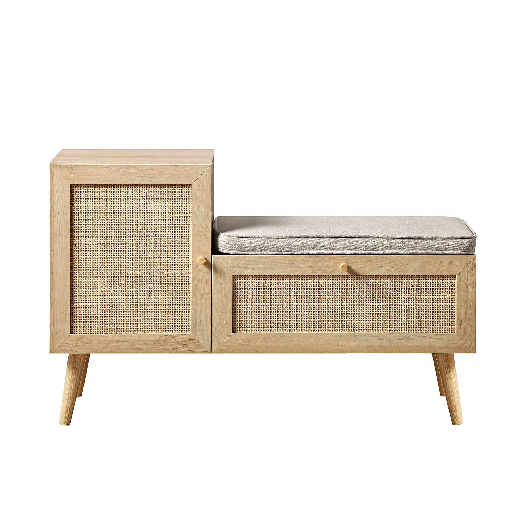 Frances Woven Rattan Storage Bench with Cushion, Natural - Image 4