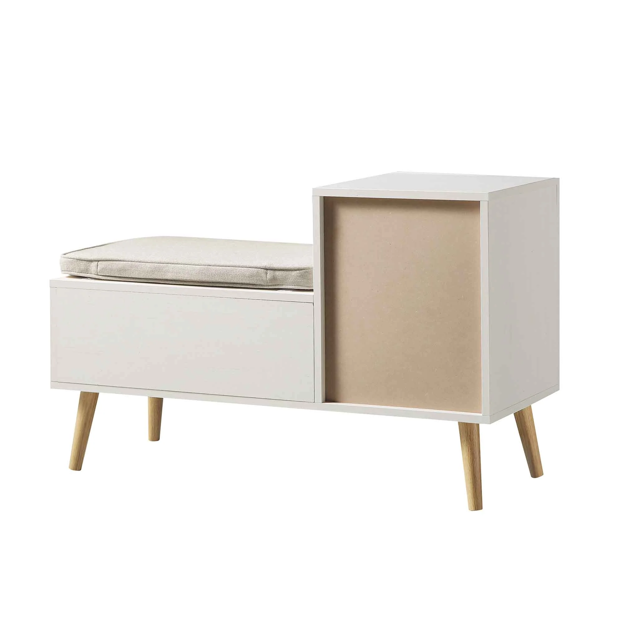 Frances Woven Rattan Storage Bench with Cushion, White - Image 10