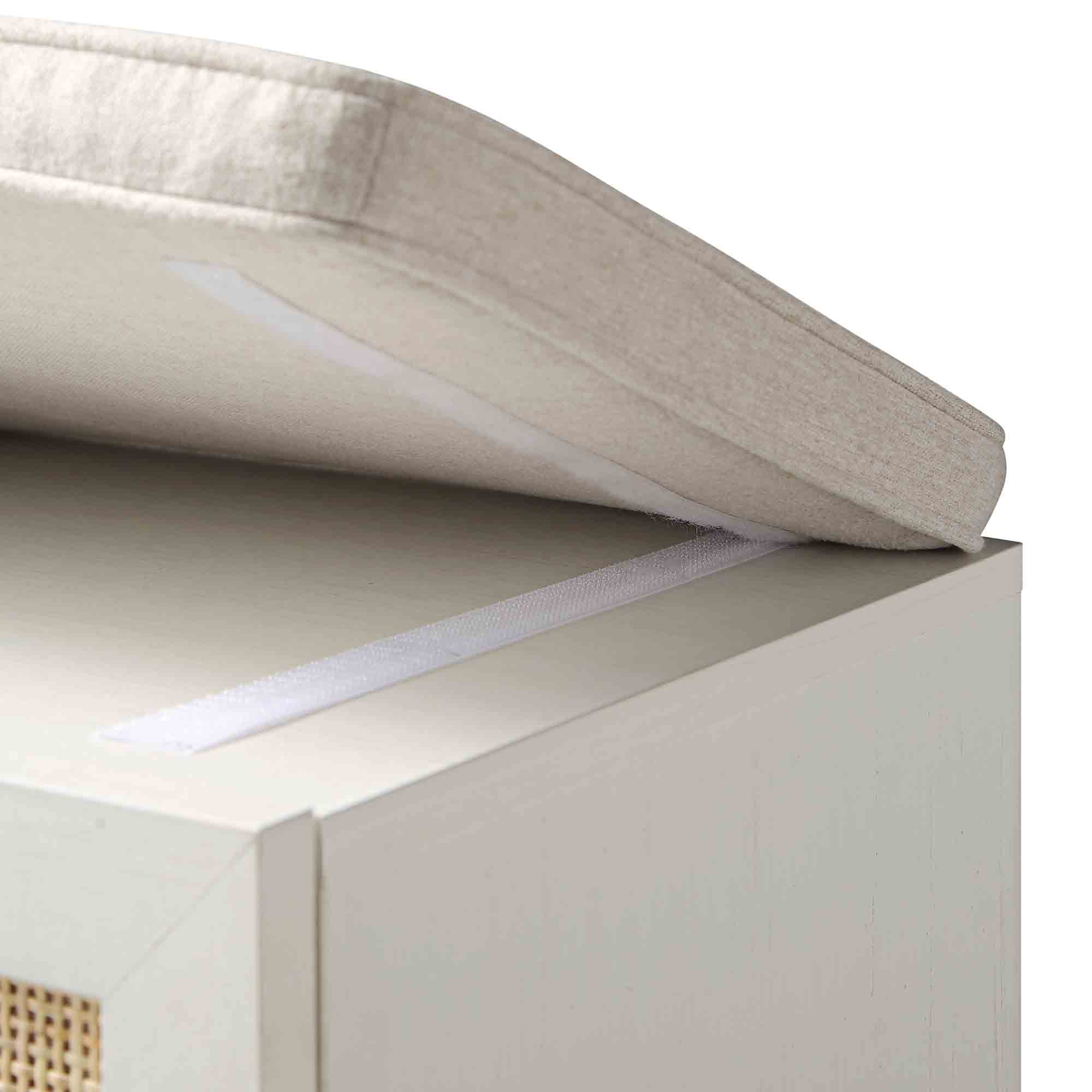 Frances Woven Rattan Storage Bench with Cushion, White - Image 14