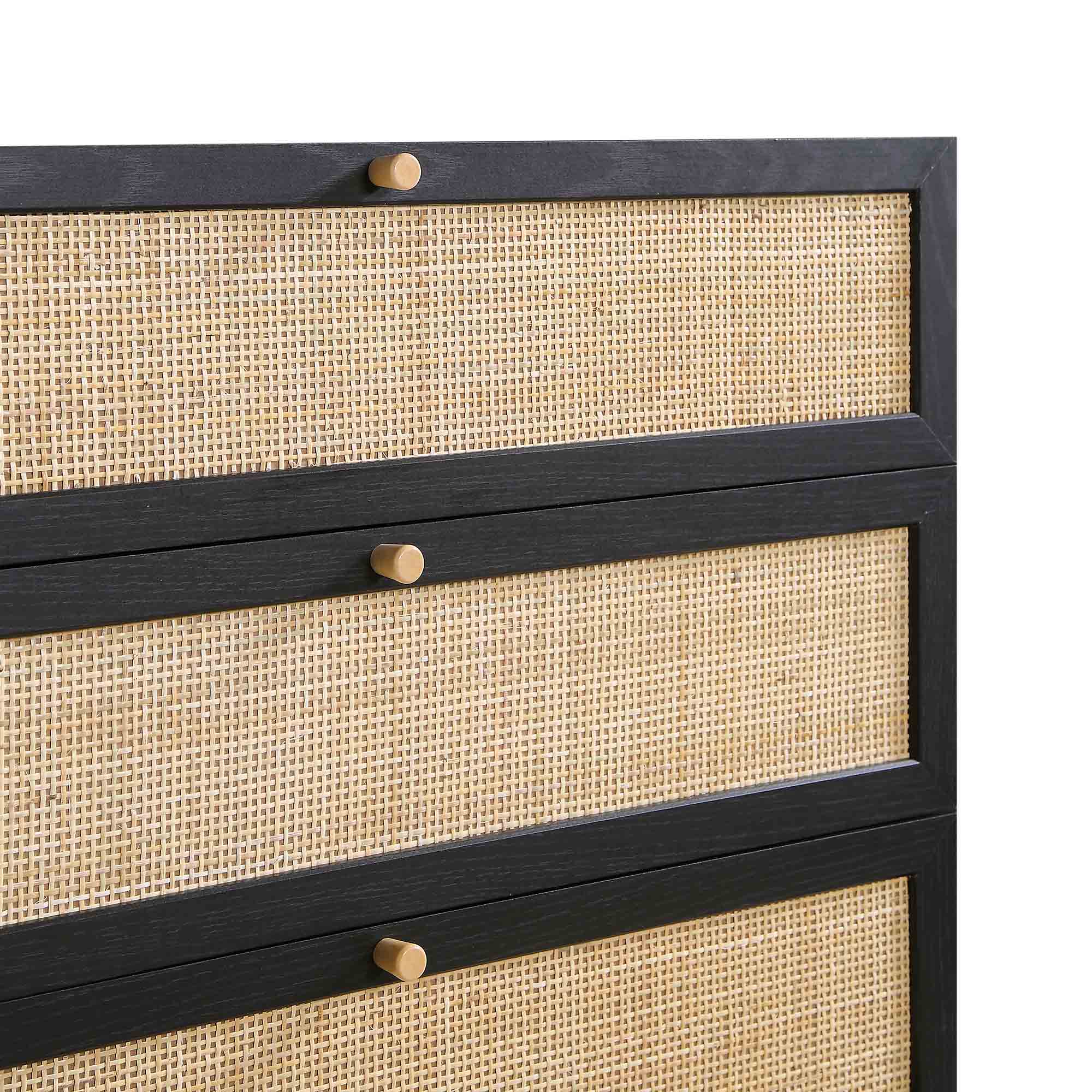 Frances Woven Rattan Tall Chest of 4 Drawers, Black - Image 11