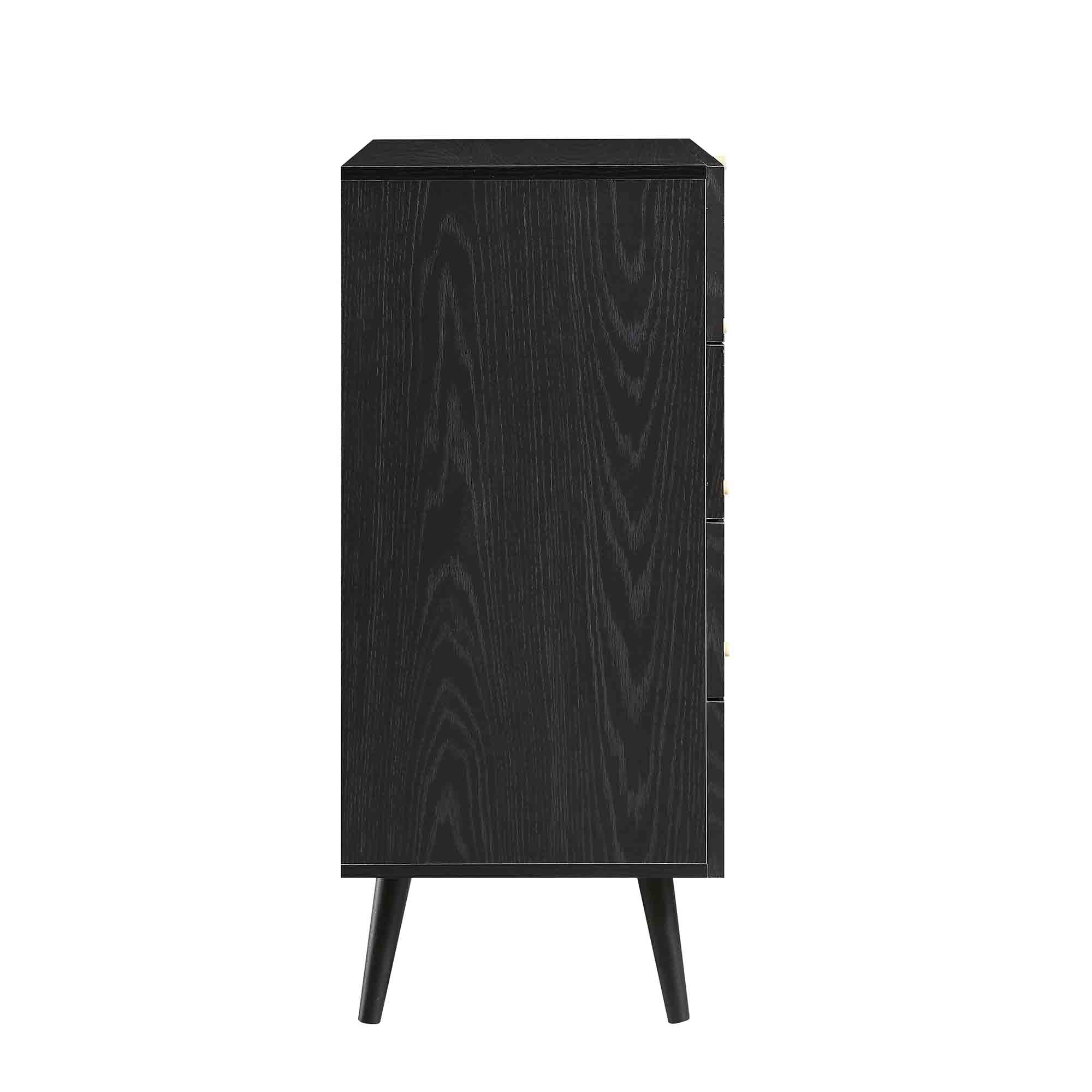 Frances Woven Rattan Tall Chest of 4 Drawers, Black - Image 9