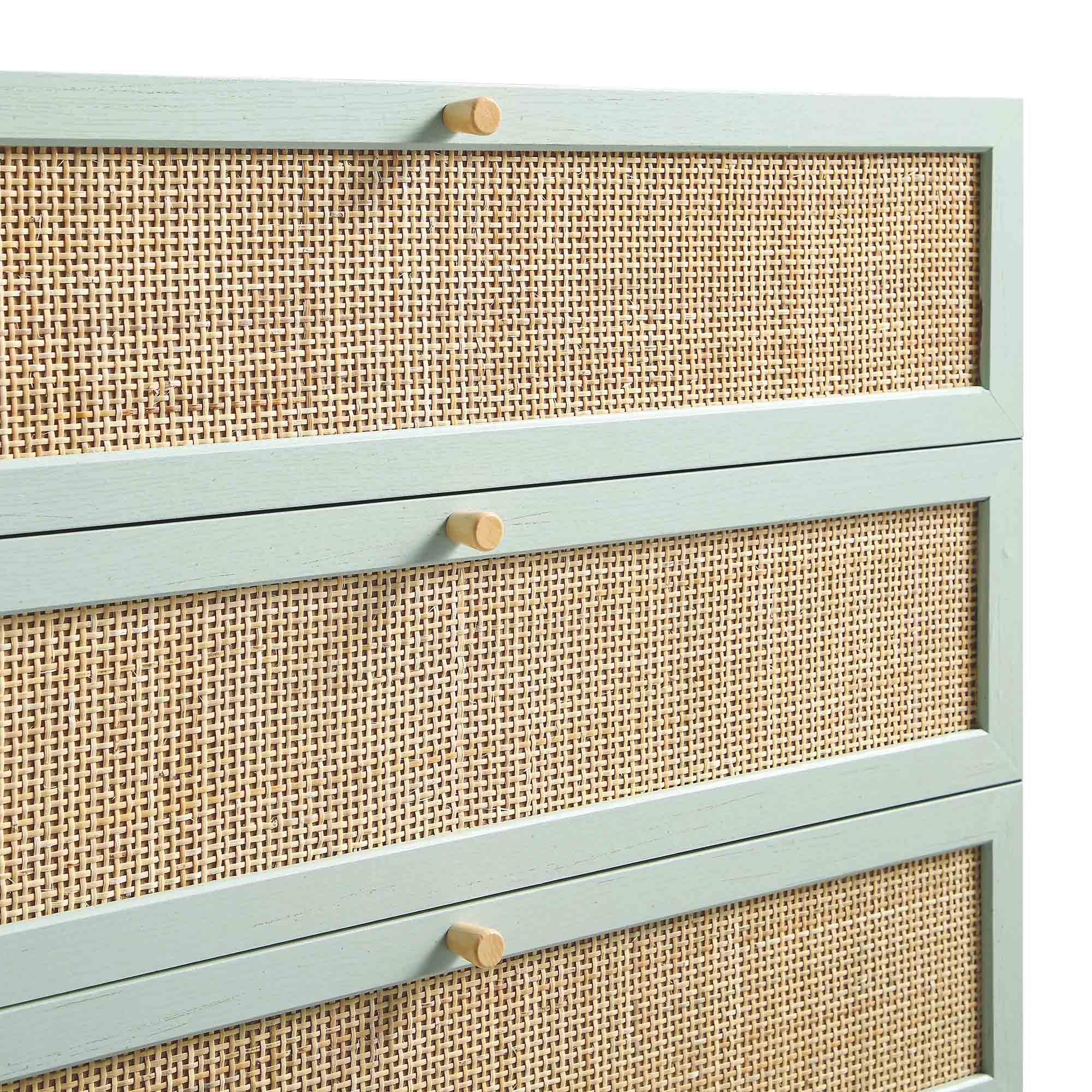 Frances Woven Rattan Tall Chest of 4 Drawers, Mint - Image 12