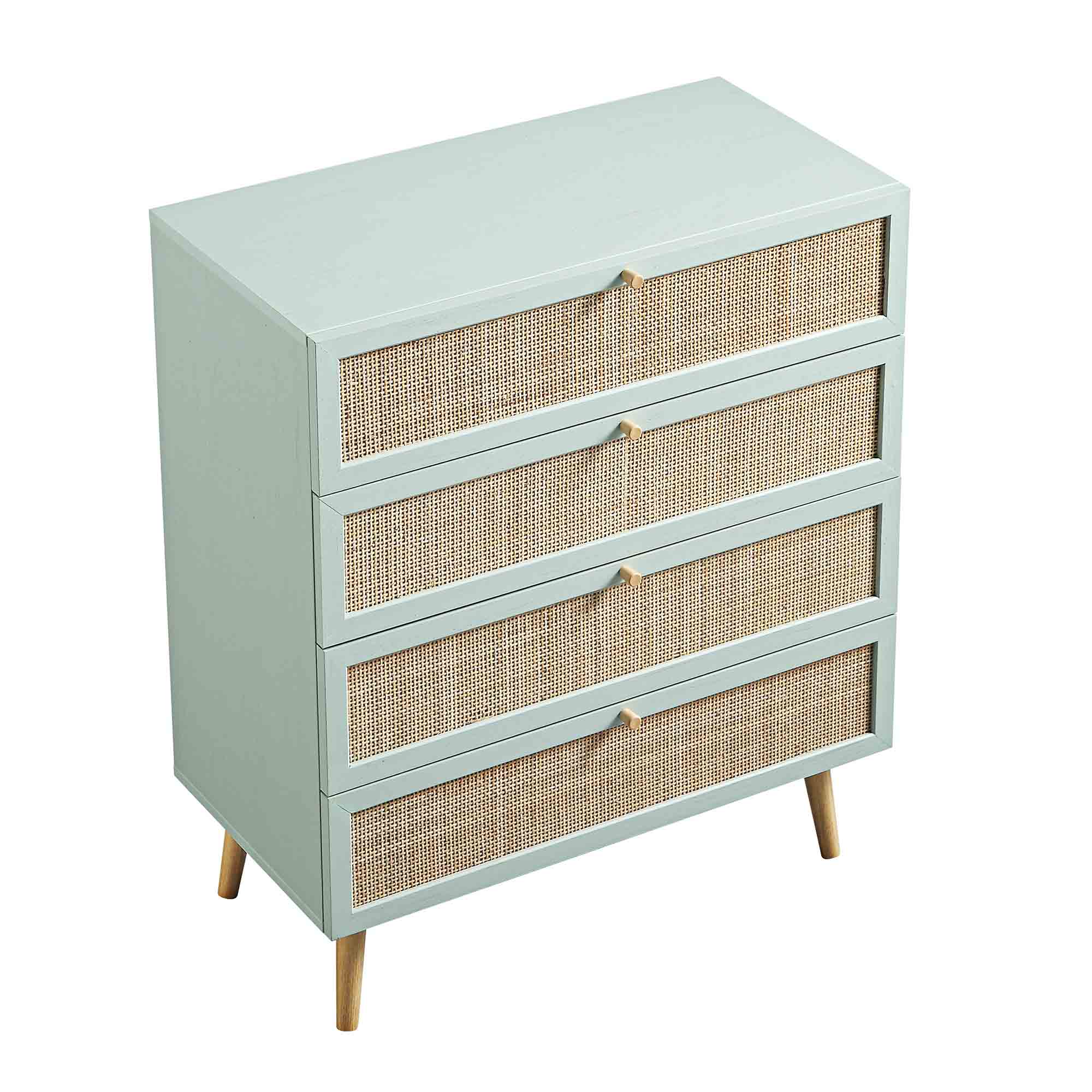 Frances Woven Rattan Tall Chest of 4 Drawers, Mint - Image 8
