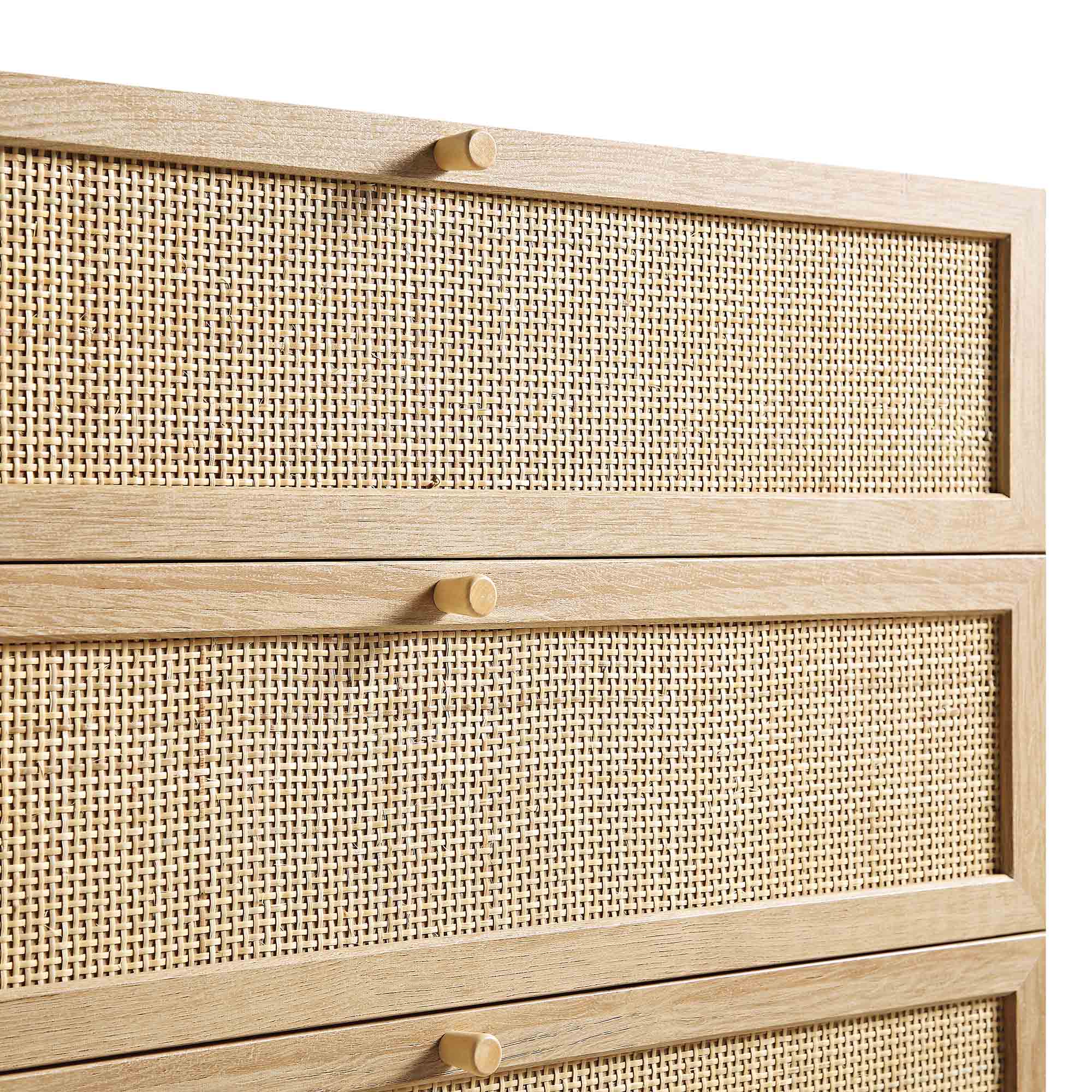 Frances Woven Rattan Tall Chest of 4 Drawers, Natural - Image 12