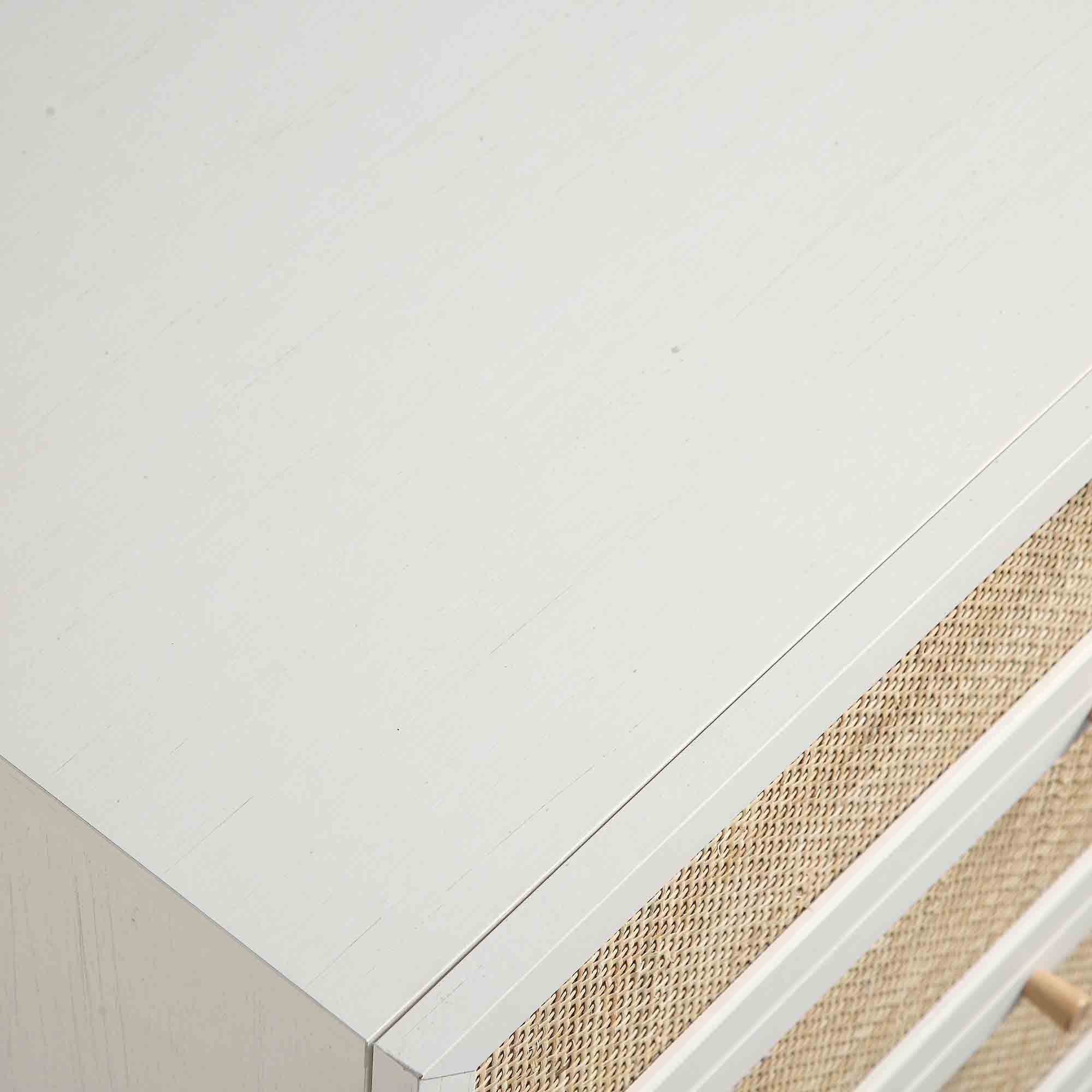 Frances Woven Rattan Tall Chest of 4 Drawers, White - Image 13