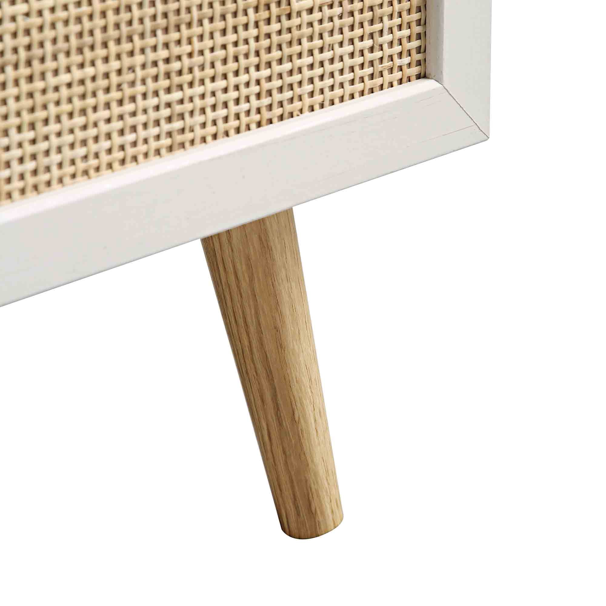 Frances Woven Rattan Tall Chest of 4 Drawers, White - Image 14