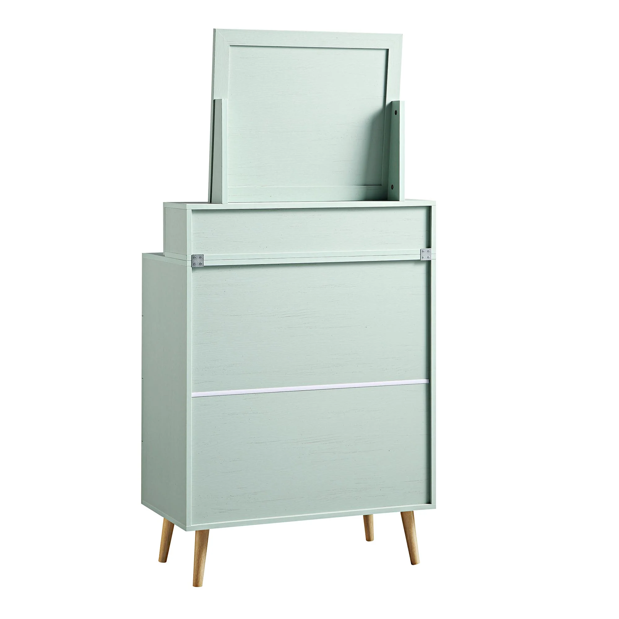 Frances Woven Rattan Tall Vanity Chest with Mirror, Mint - Image 10